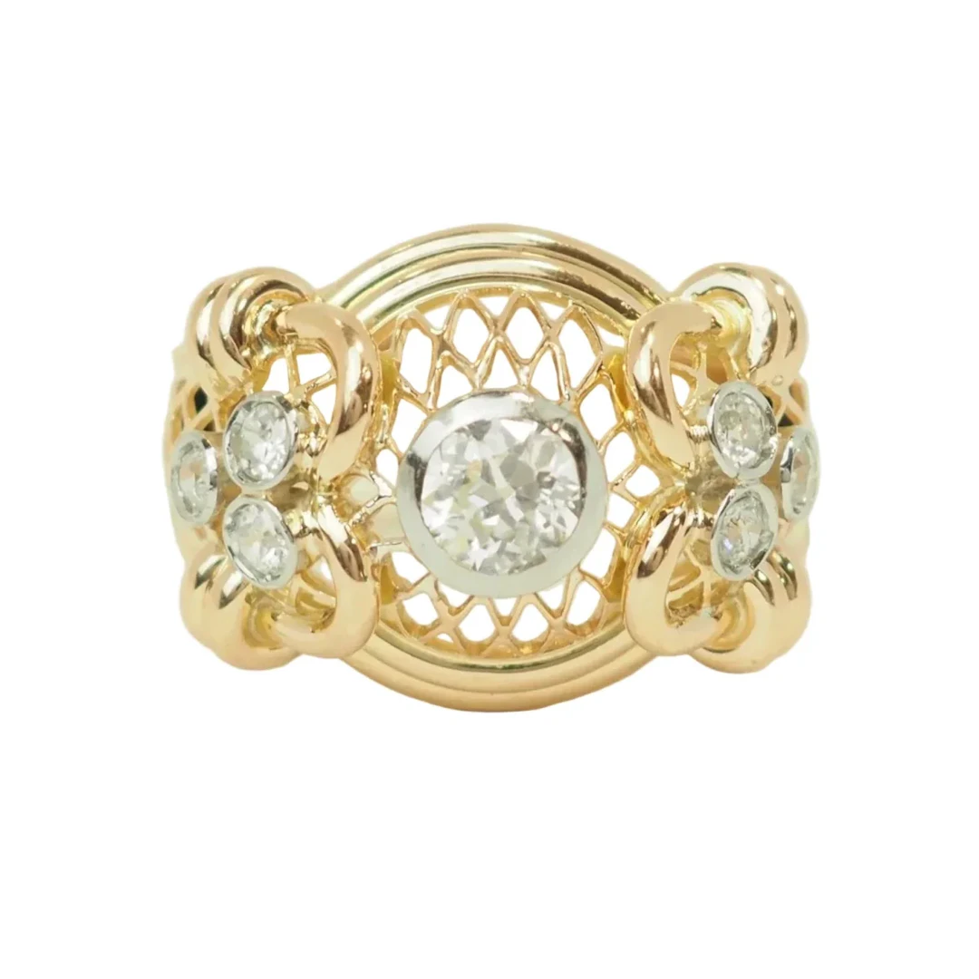 Yellow Gold and Diamond Tank Ring
