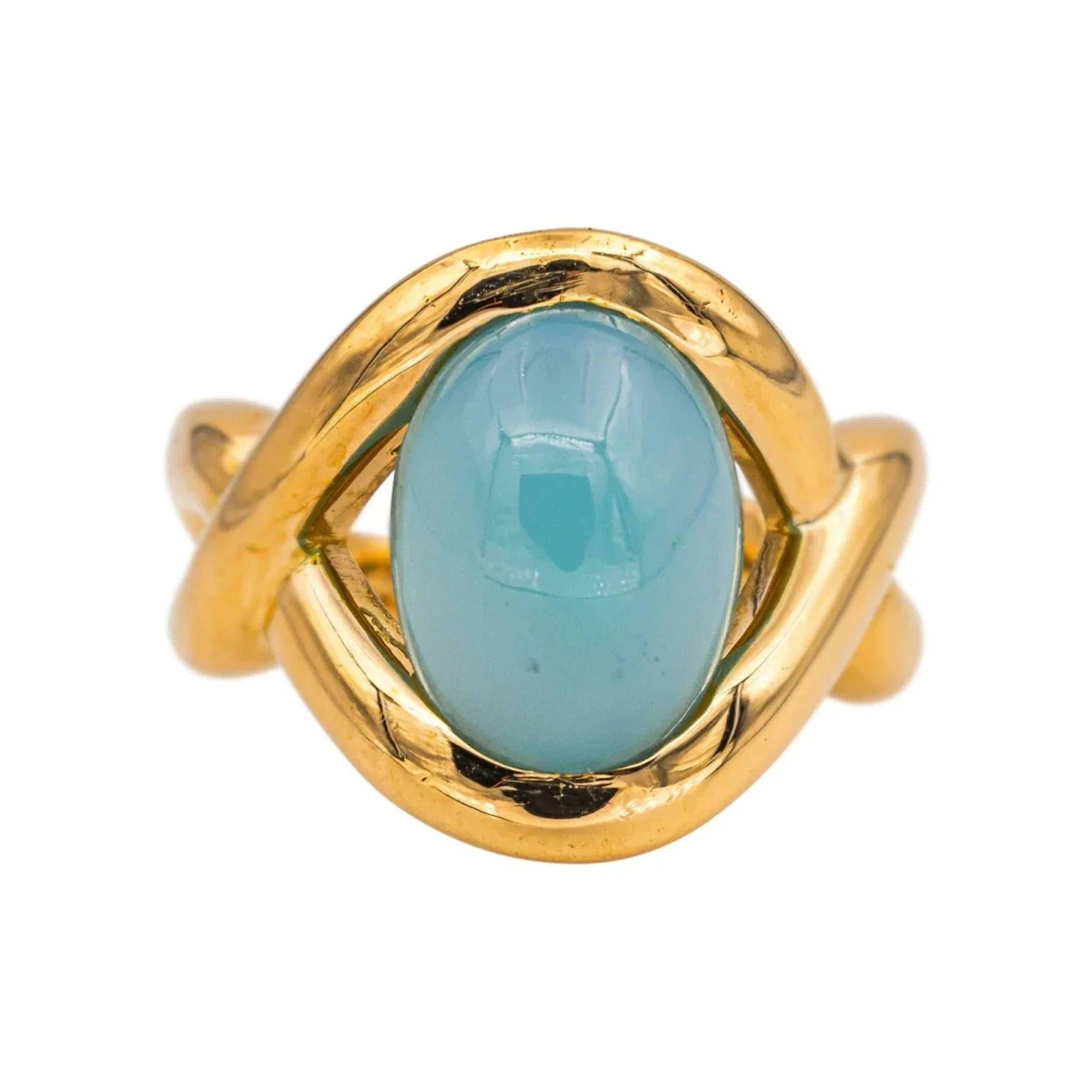 Ring in yellow gold and chrysoprase