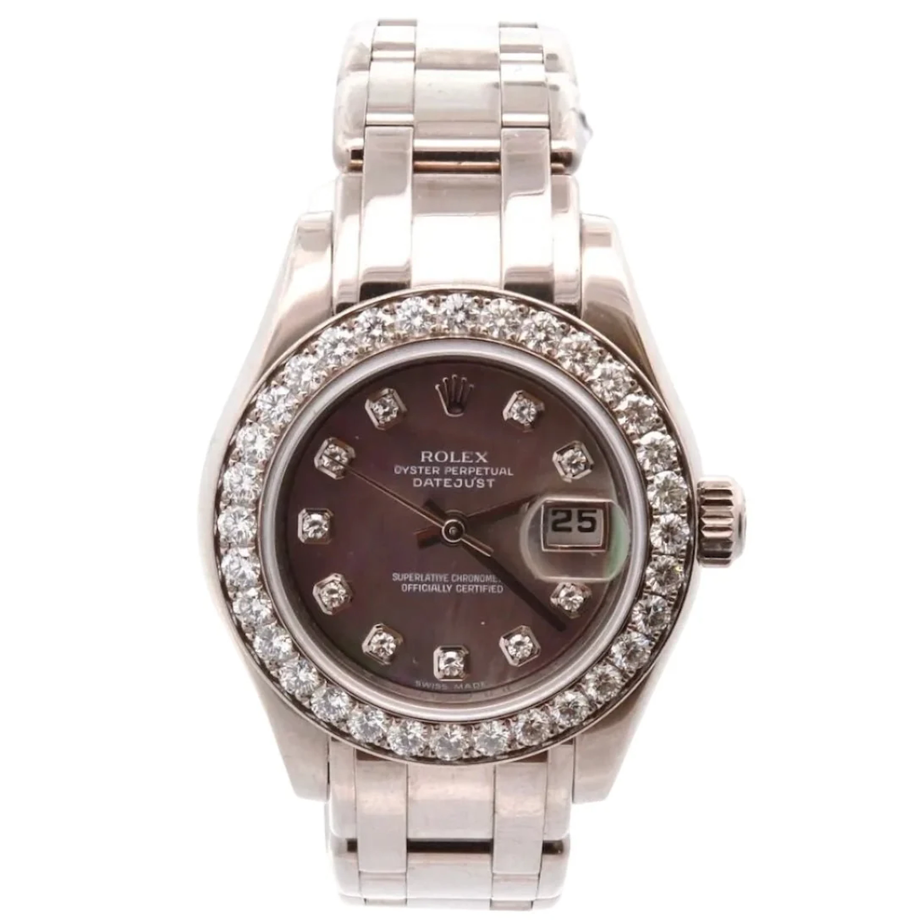 ROLEX "Oyster Pearlmaster" watch in white gold, sapphire and diamonds
