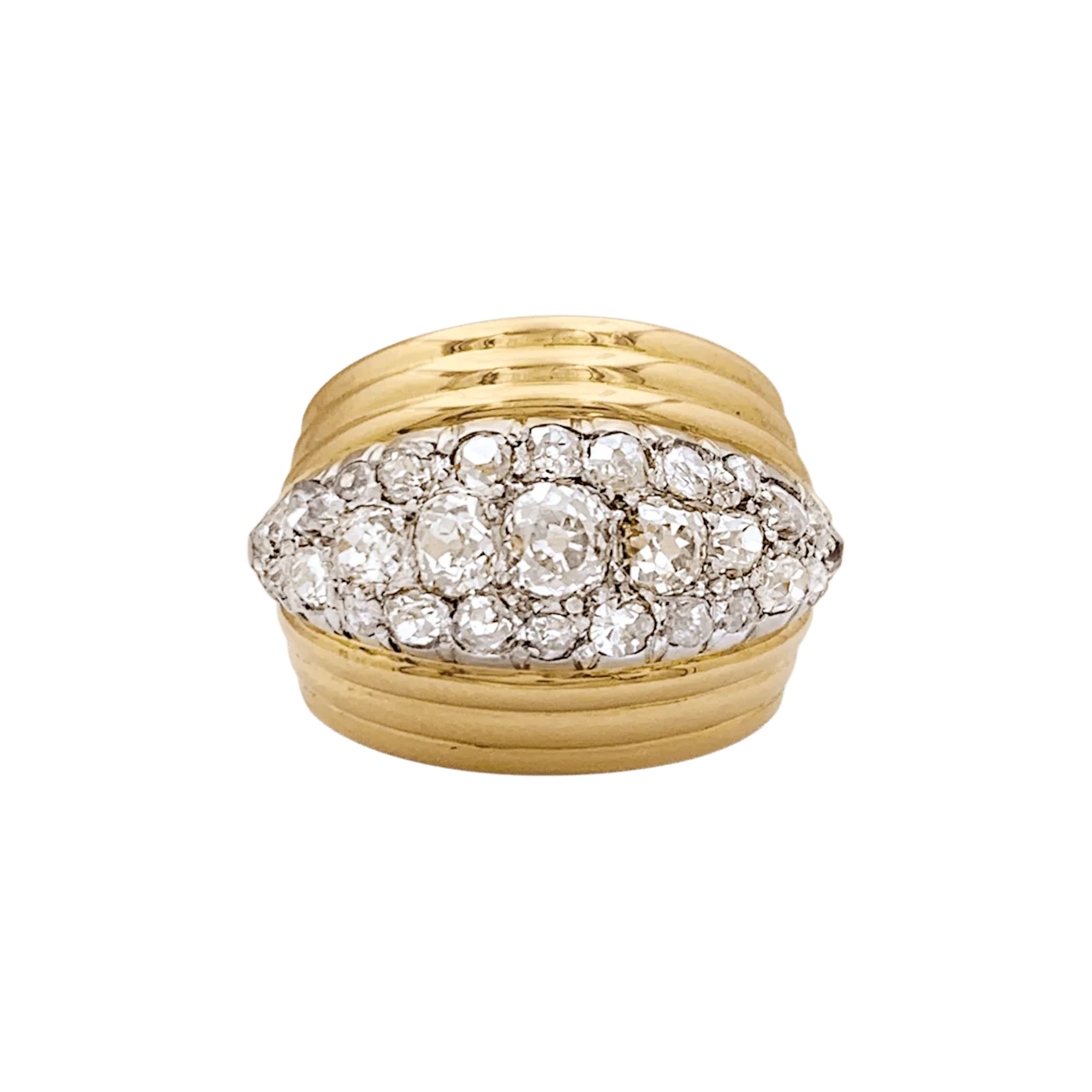 Bague Dôme en or rose, platine et diamants