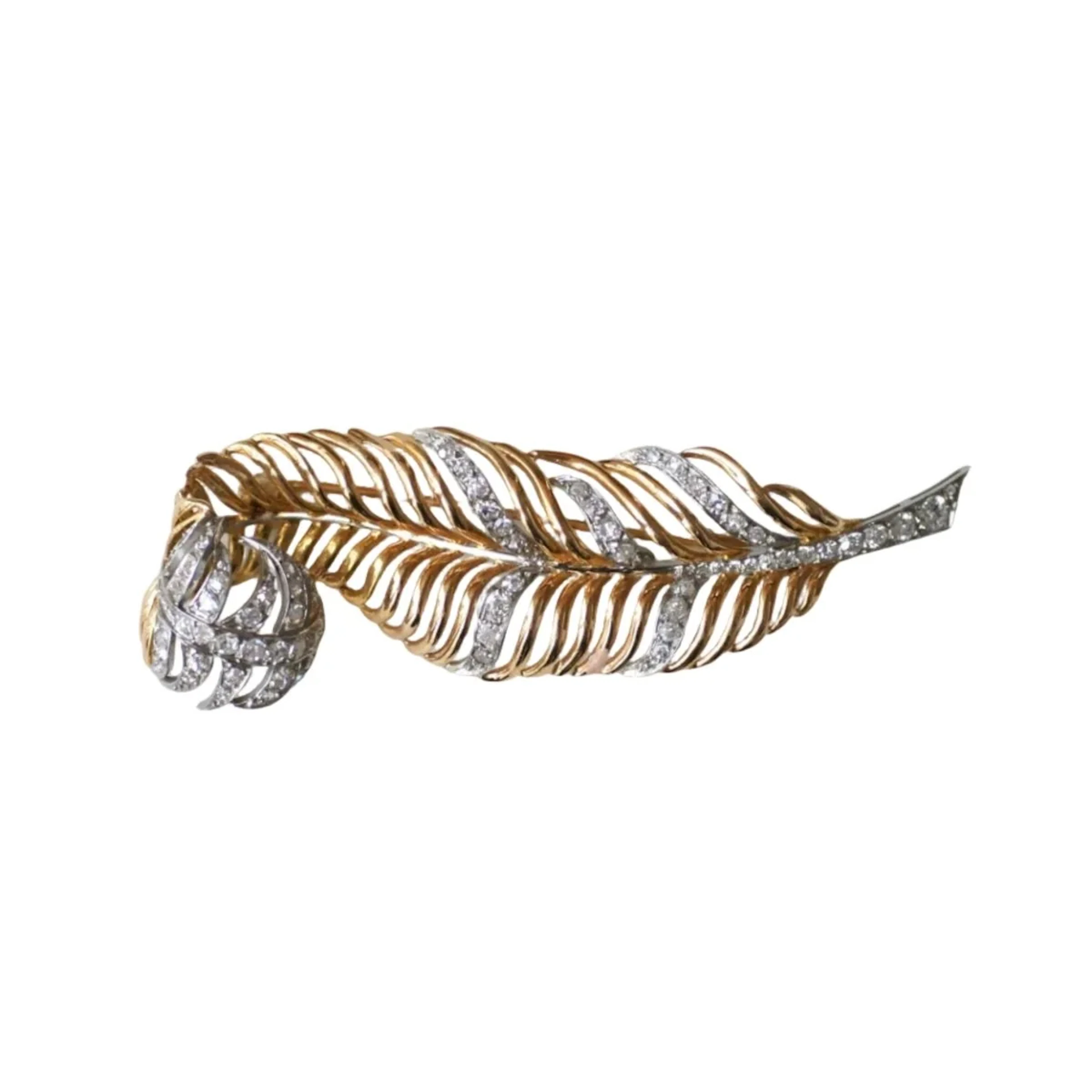 Rose gold, Platinum and Diamond Brooch Pin