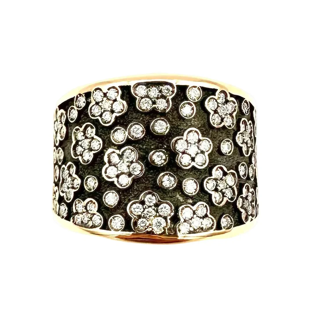 PASQUALE BRUNI "Ricami" Headband Ring in Rose gold, black gold and diamonds