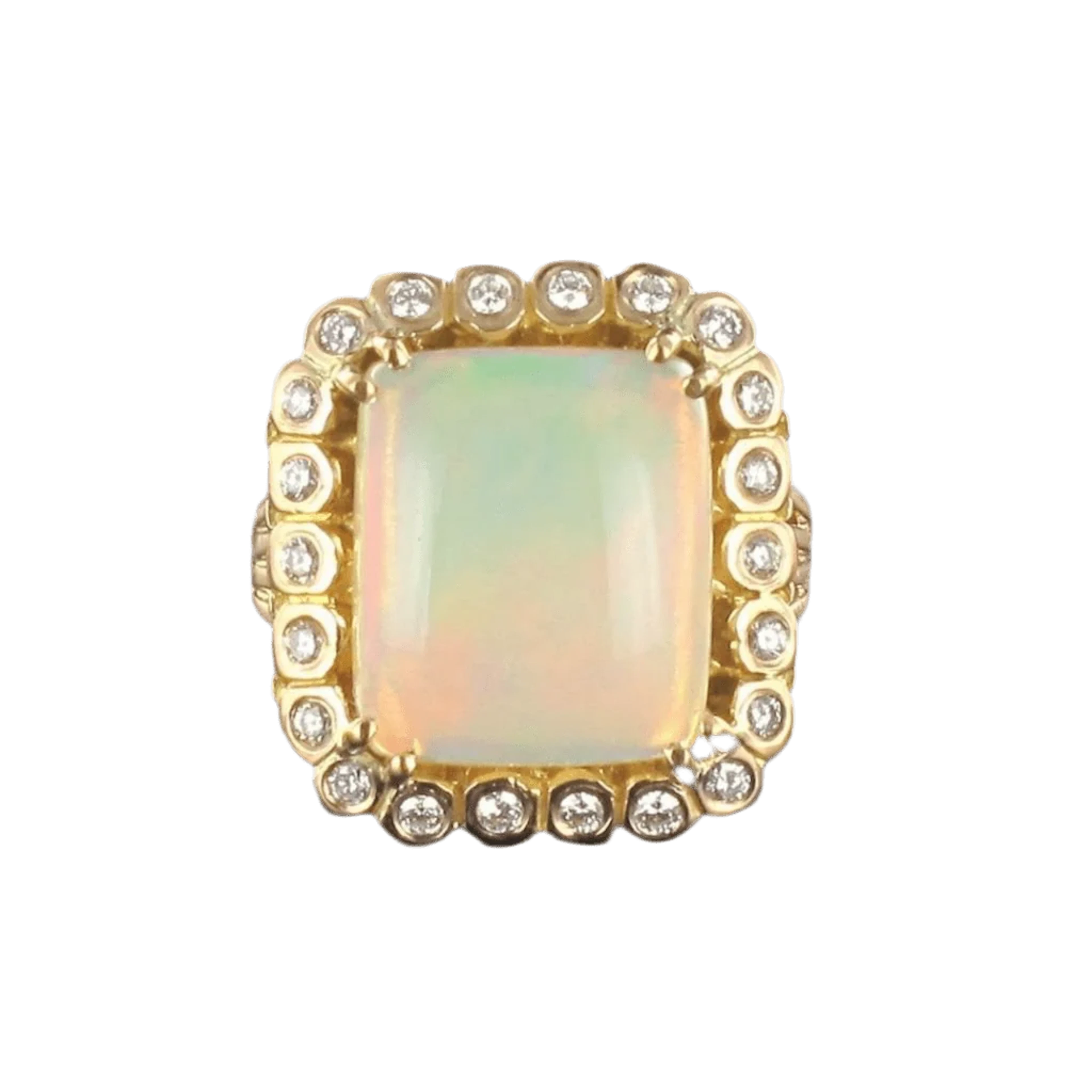 Cocktail ring in rose gold, opal and diamonds