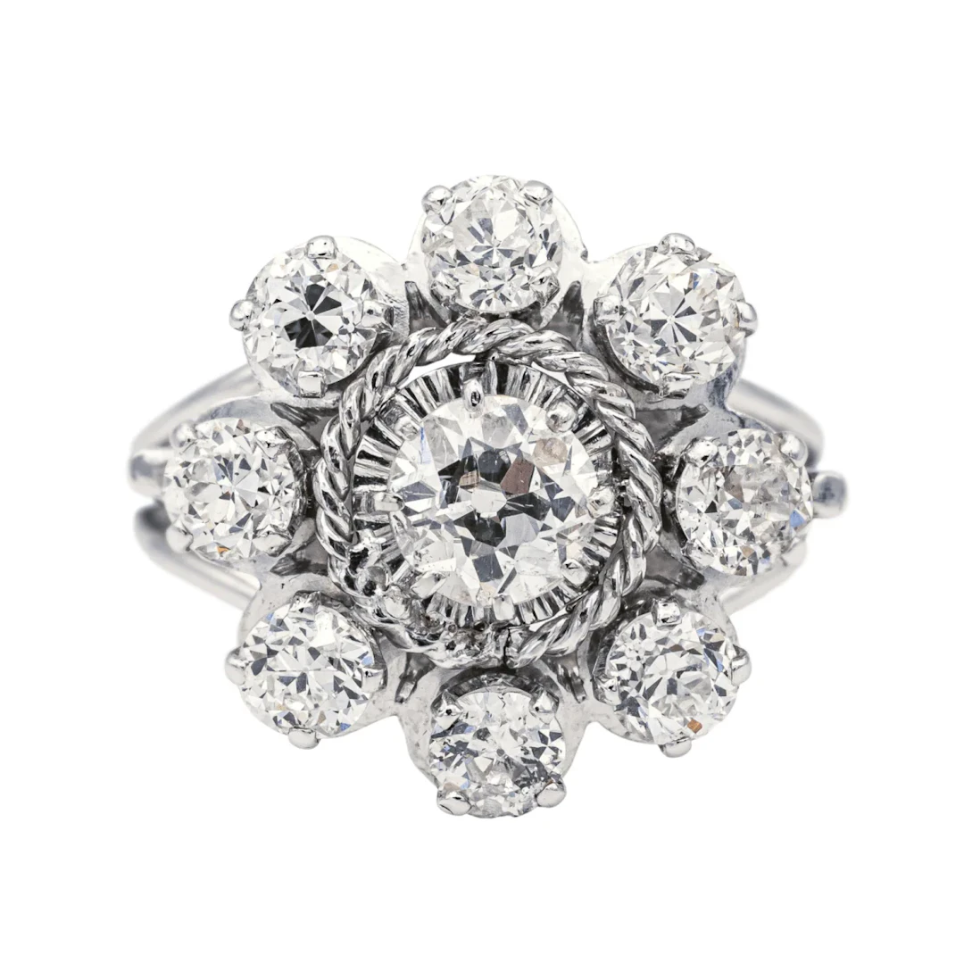 Bague Marguerite en or blanc et diamants