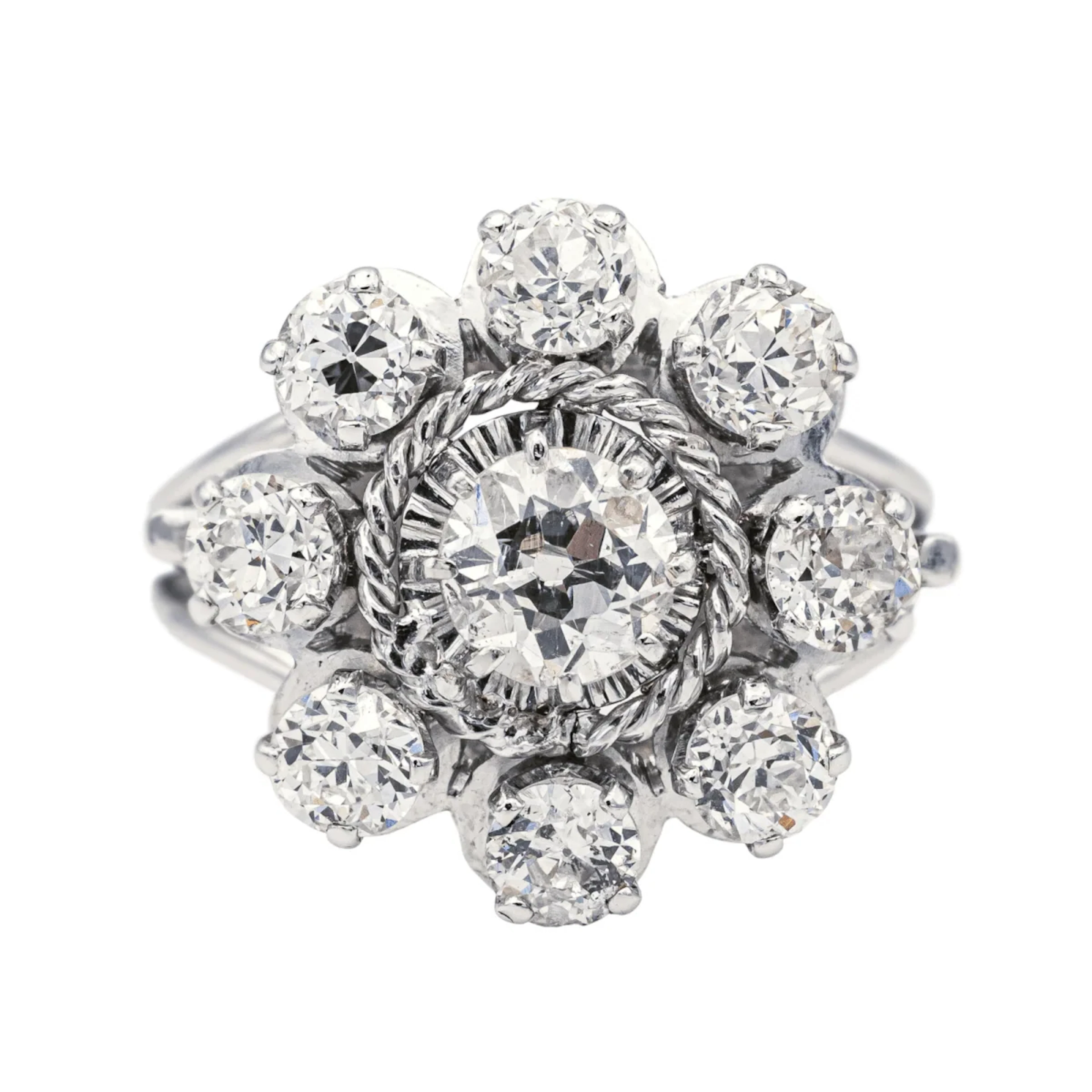 Bague Marguerite en or blanc et diamants