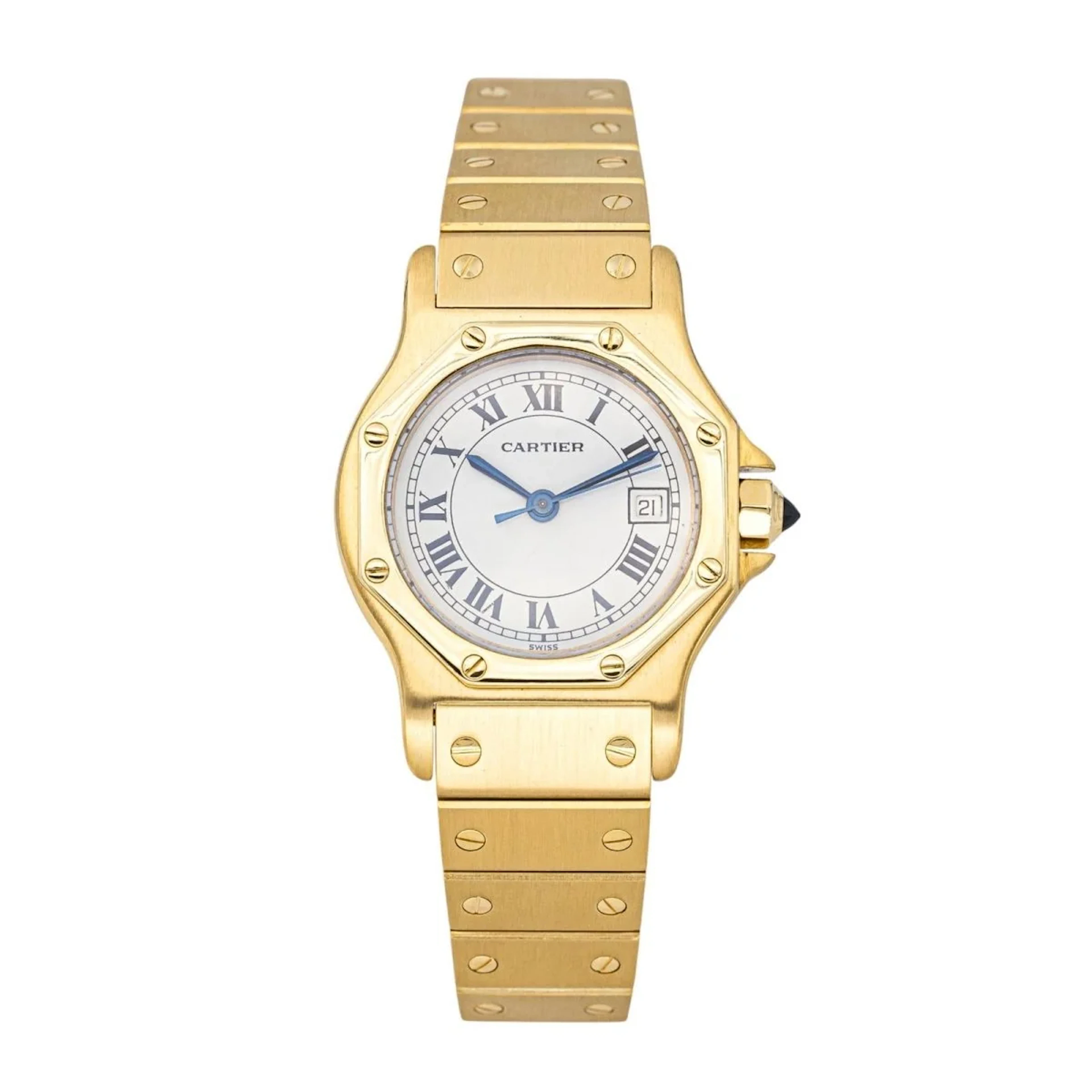 CARTIER "Santos Octogonale" watch in yellow gold and sapphire