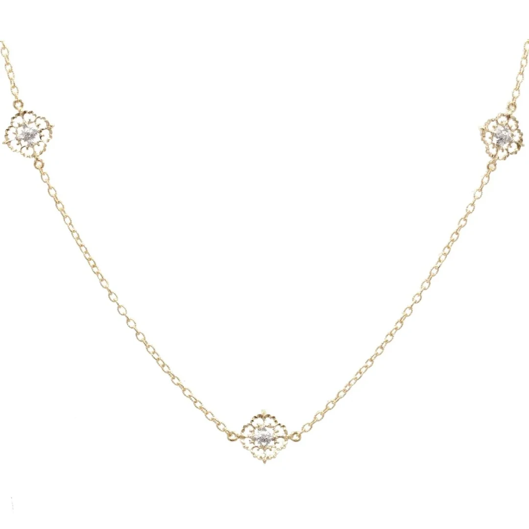 Collier Sautoir en or jaune, or blanc et diamants
