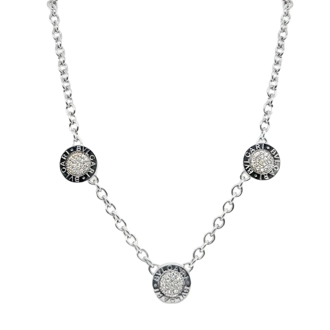 Collier BULGARI en or blanc, onyx et diamants