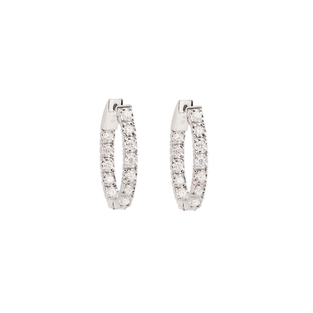 White gold and Diamond Hoop Earrings