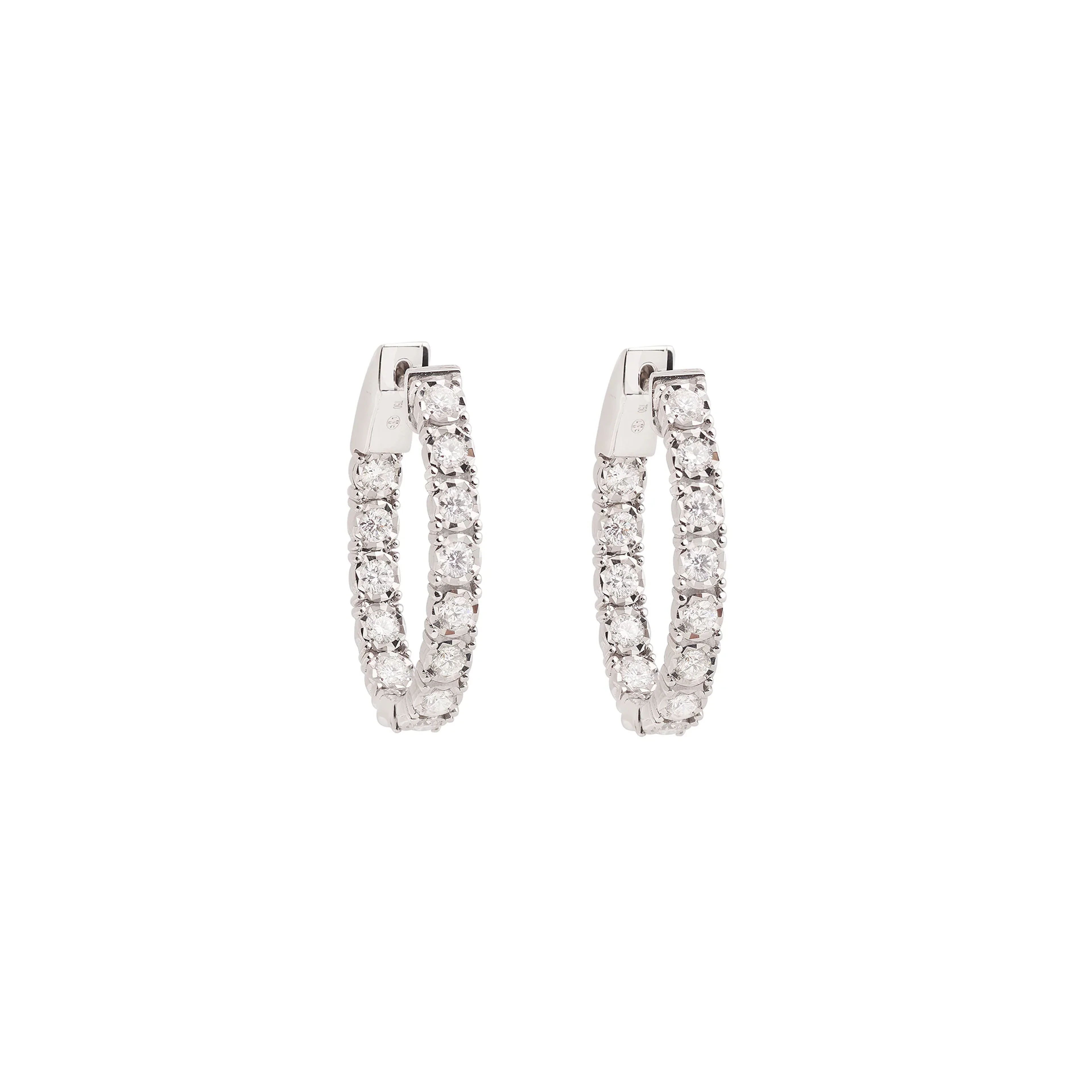 White gold and Diamond Hoop Earrings
