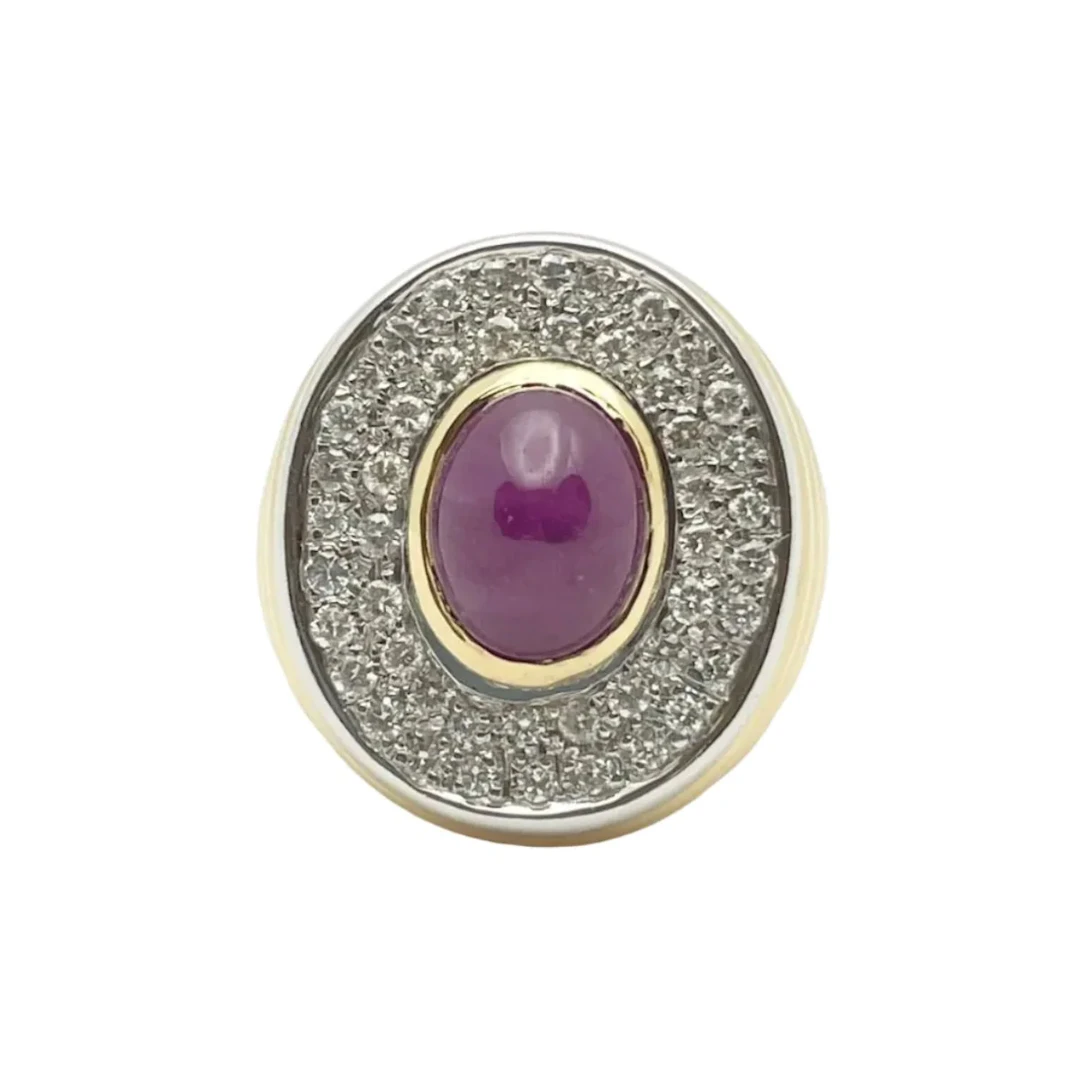 White gold, Yellow gold, Ruby and Diamond Cocktail Ring