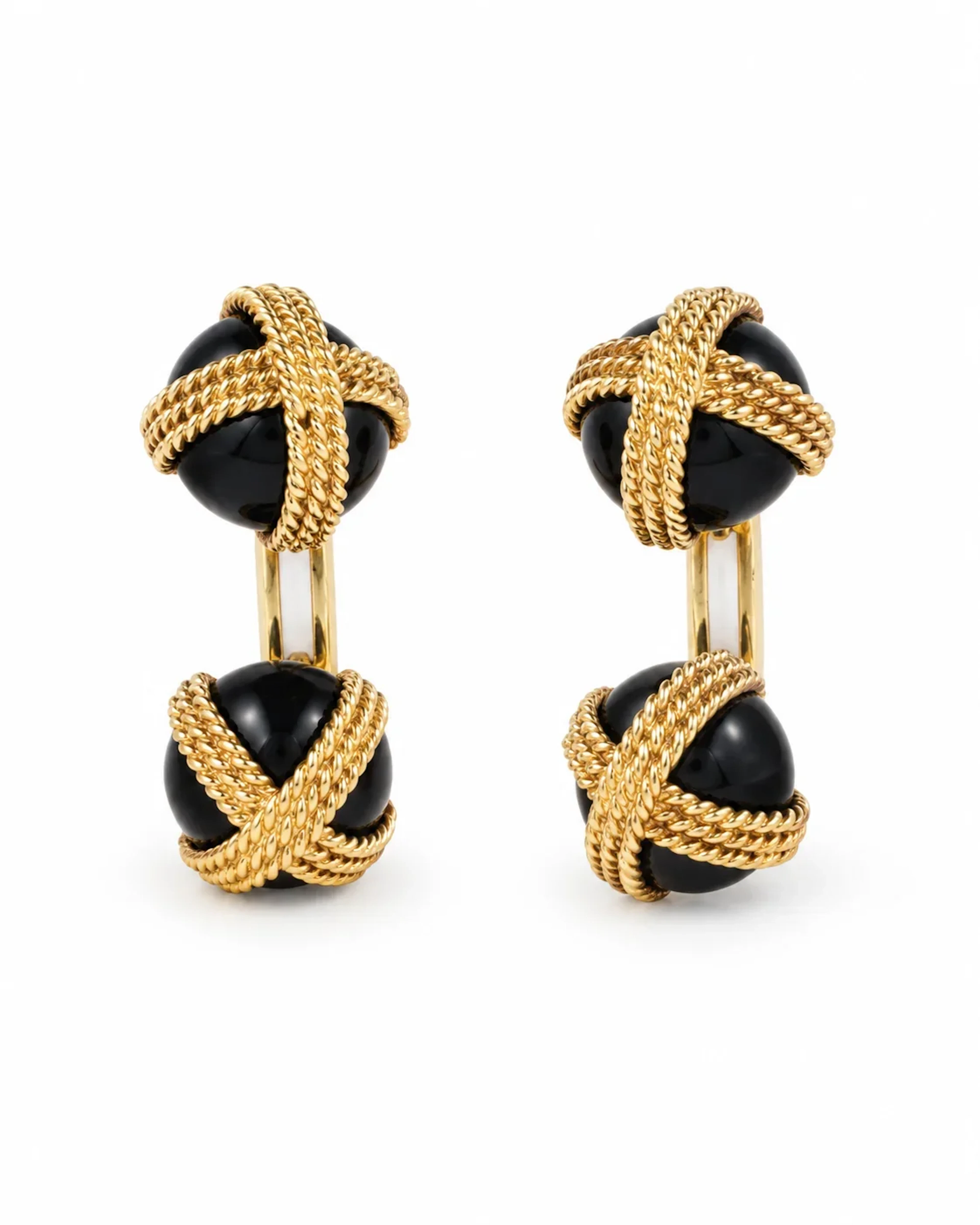 Boutons de manchette VAN CLEEF & ARPELS en or jaune et onyx