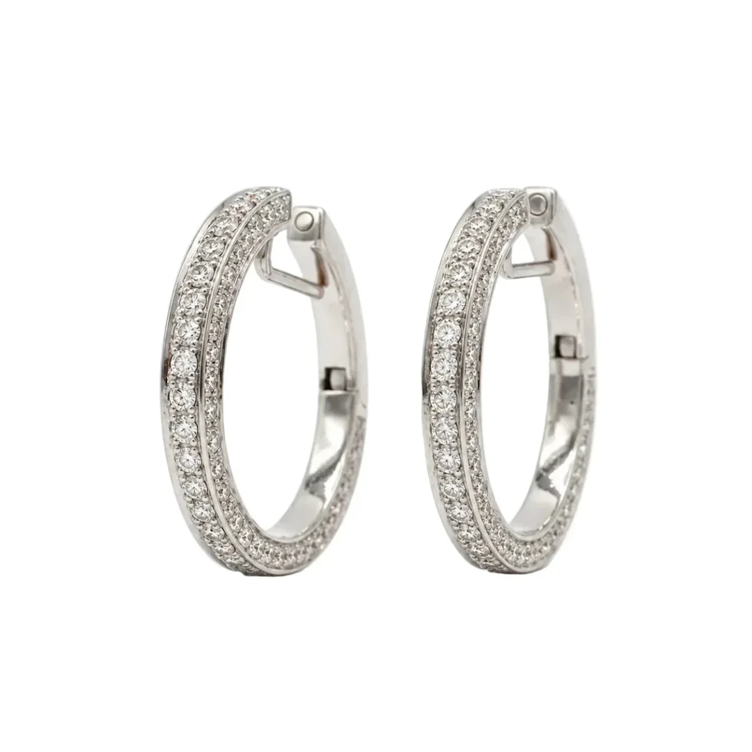 White gold and Diamond Hoop Earrings