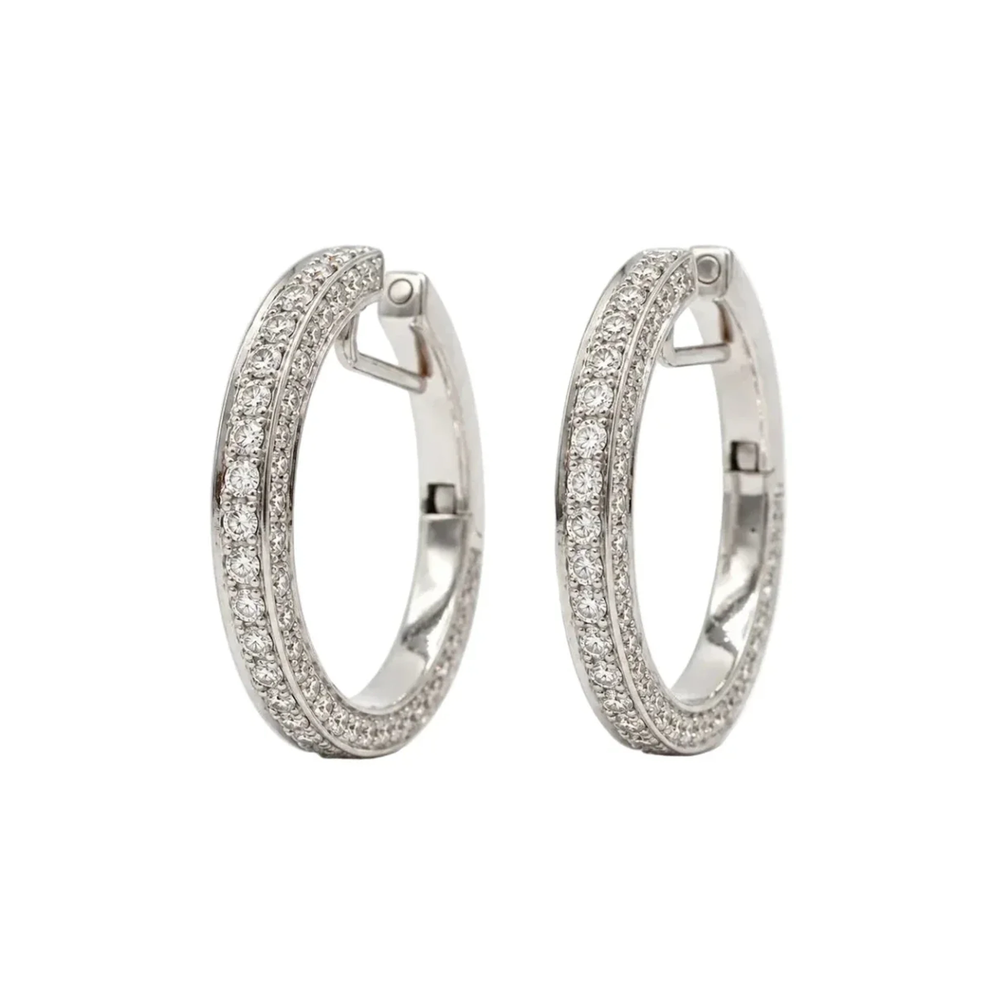 White gold and Diamond Hoop Earrings