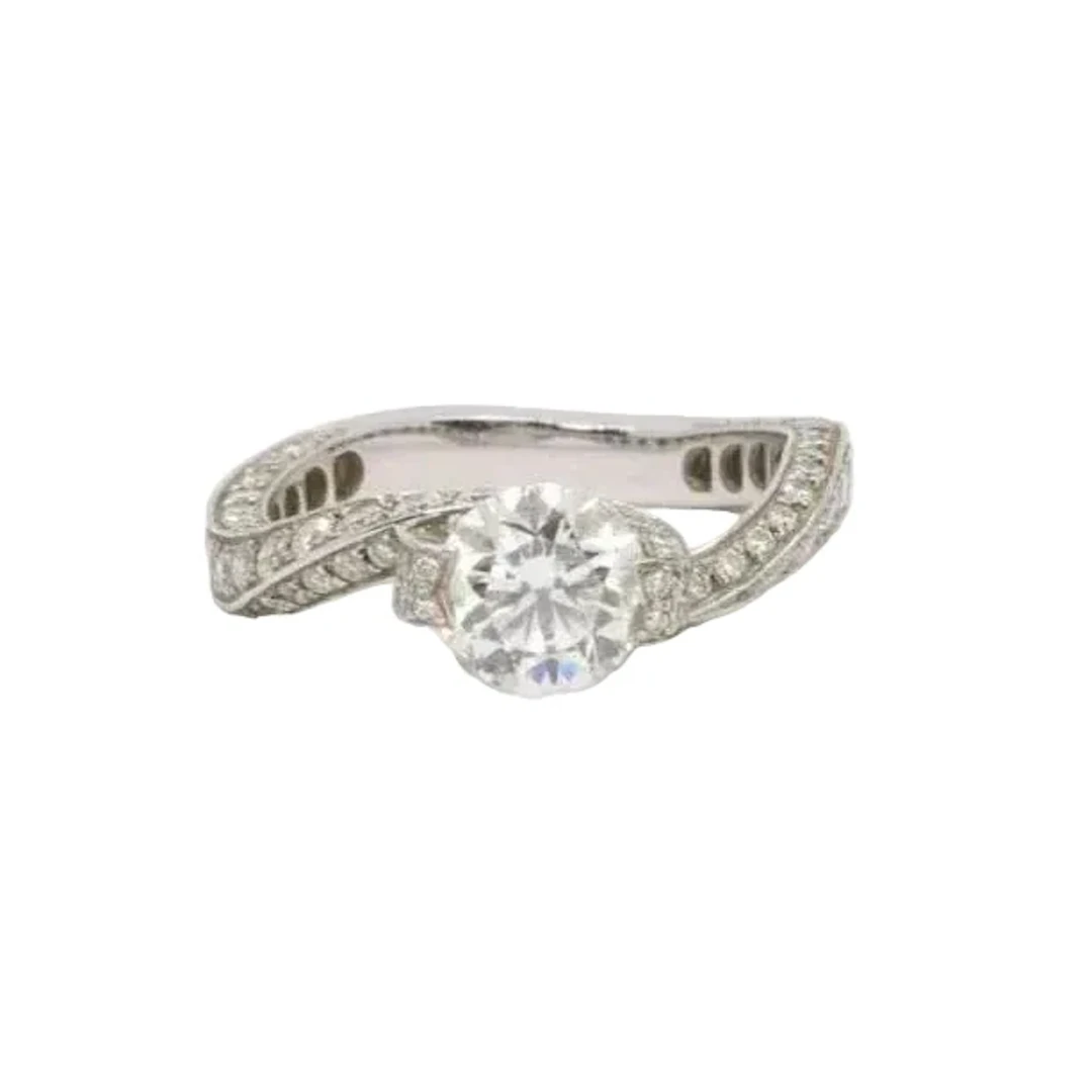 White Gold Solitaire Ring with Diamonds