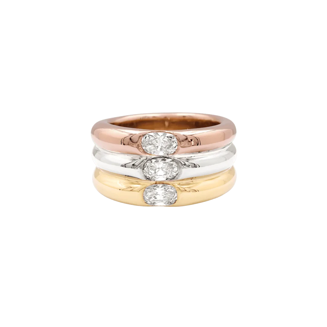 Bague Bandeau CARTIER "Ellipse" en or blanc, or jaune, or rose et diamant