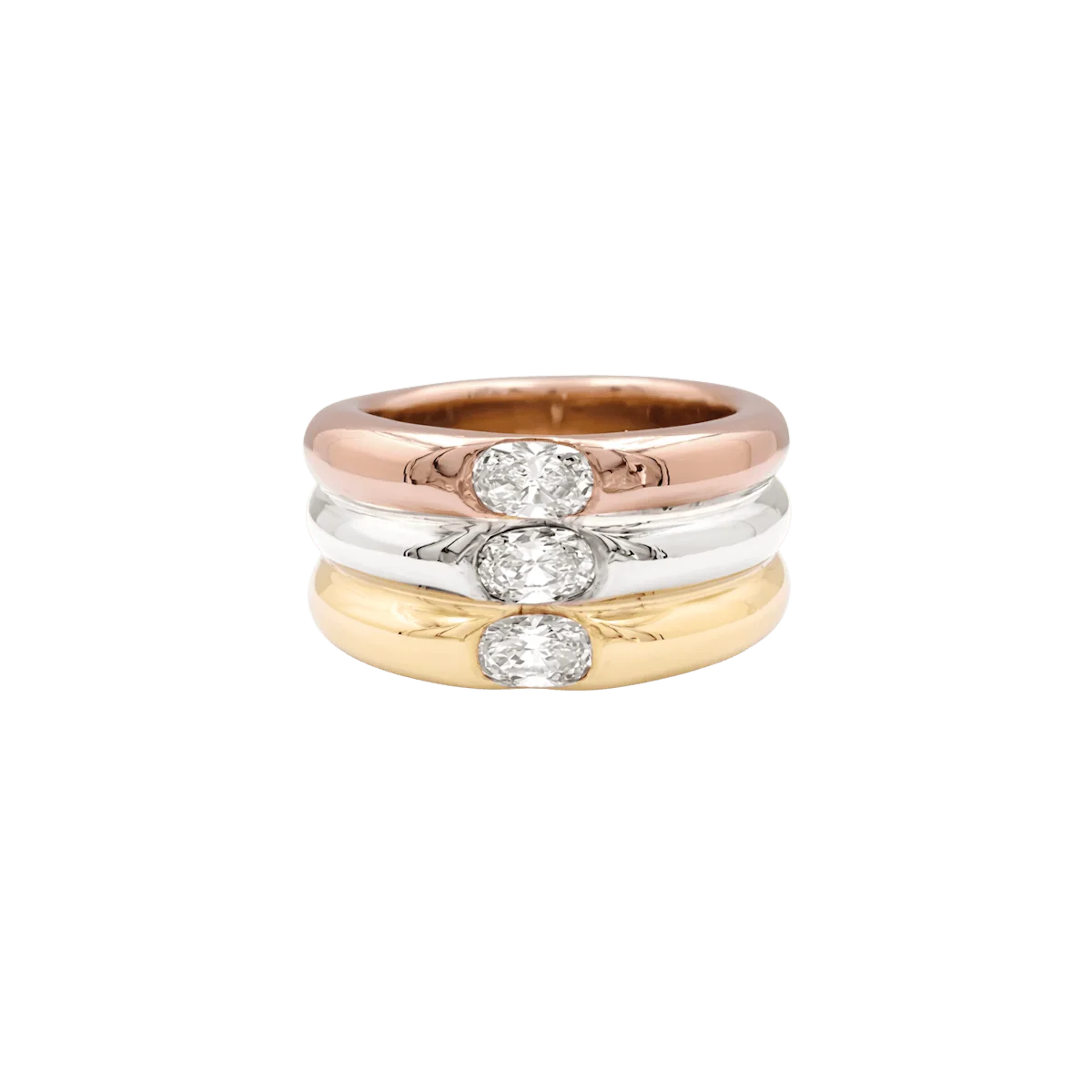 Bague Bandeau CARTIER "Ellipse" en or blanc, or jaune, or rose et diamant