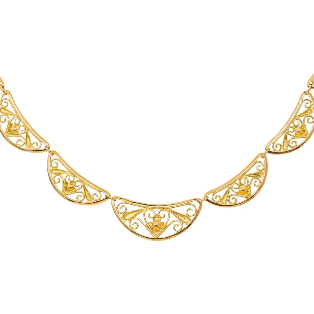 Yellow Gold Filigree Link Necklace