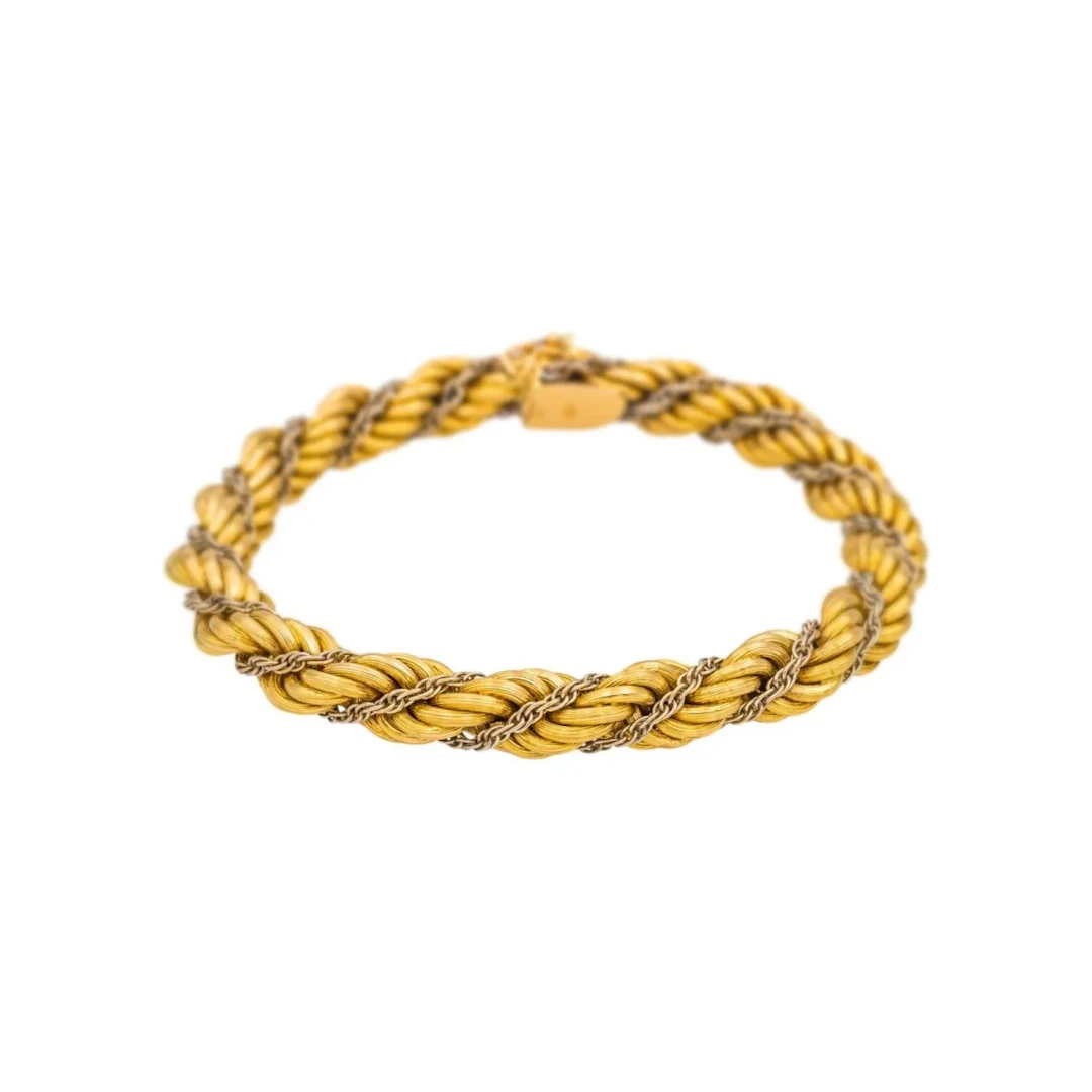 Yellow and white gold mesh bracelet