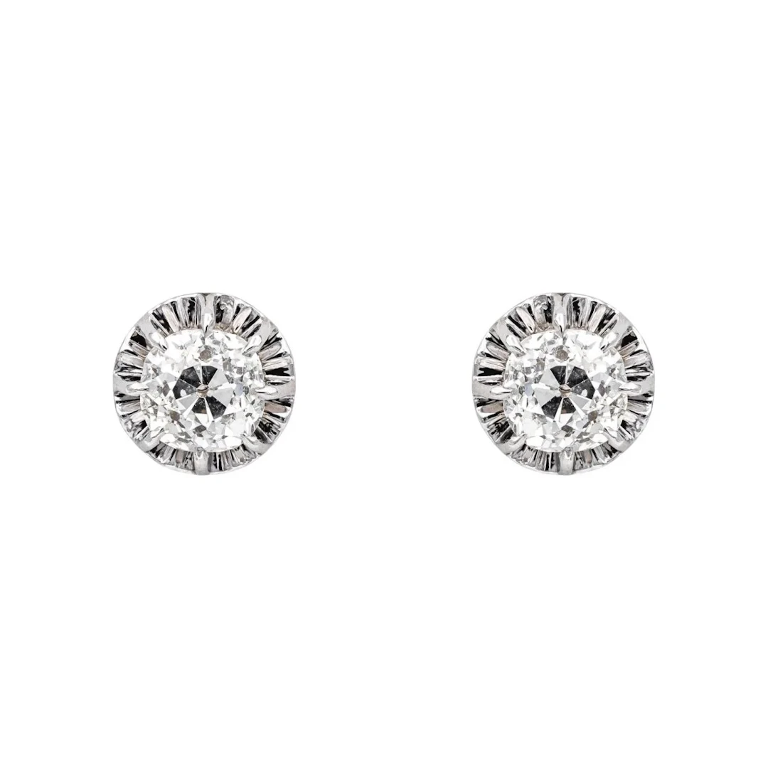 Puces earrings in white gold and diamonds