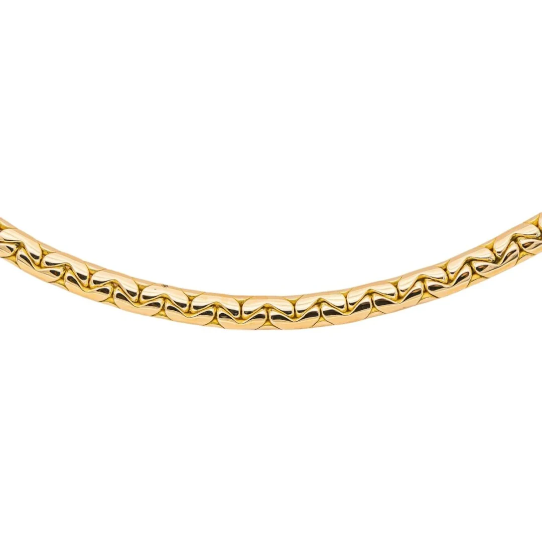 Yellow Gold Bean-Shaped Link Necklace