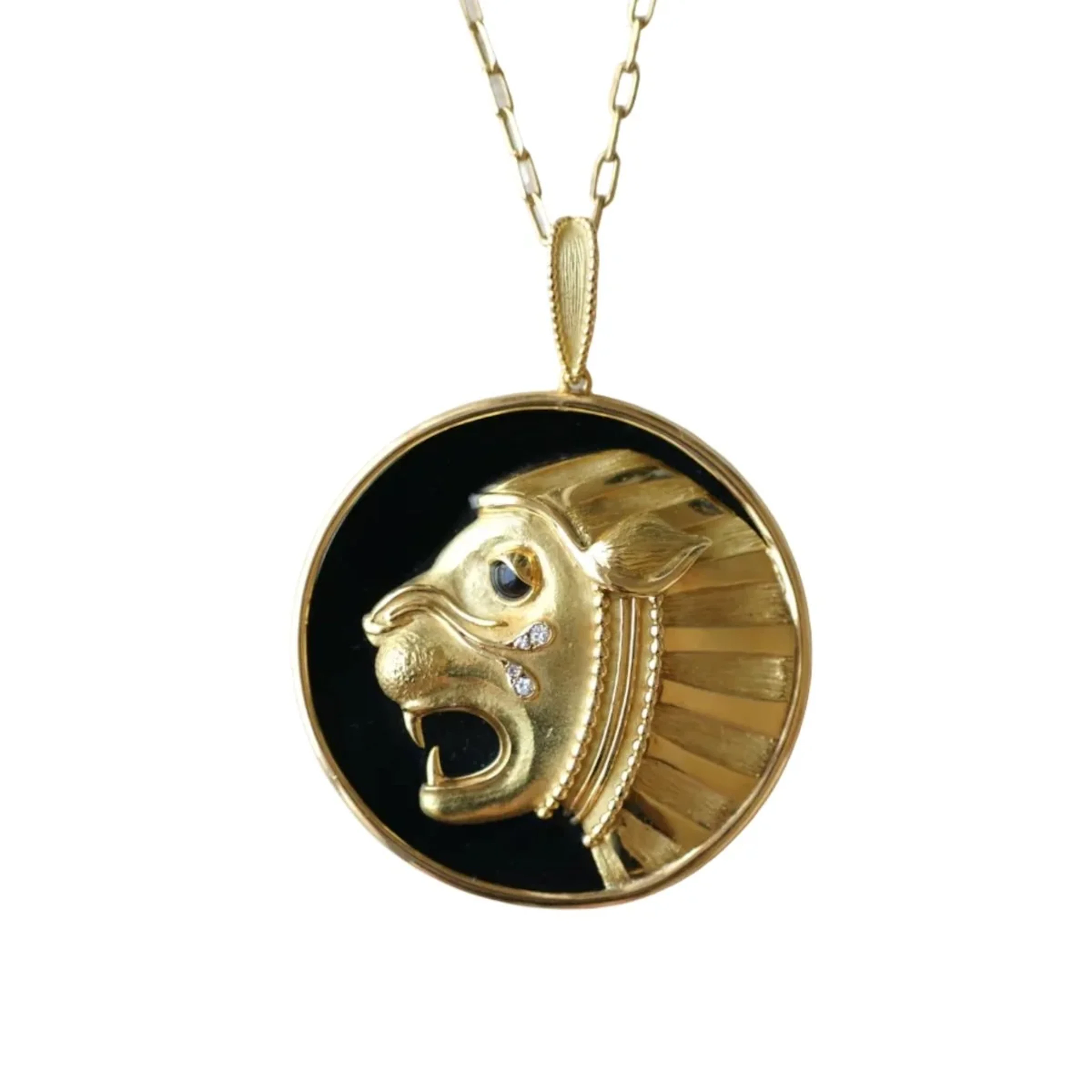 JEAN & PIERRE BELLIN pendant in yellow gold, Onyx, and Diamonds