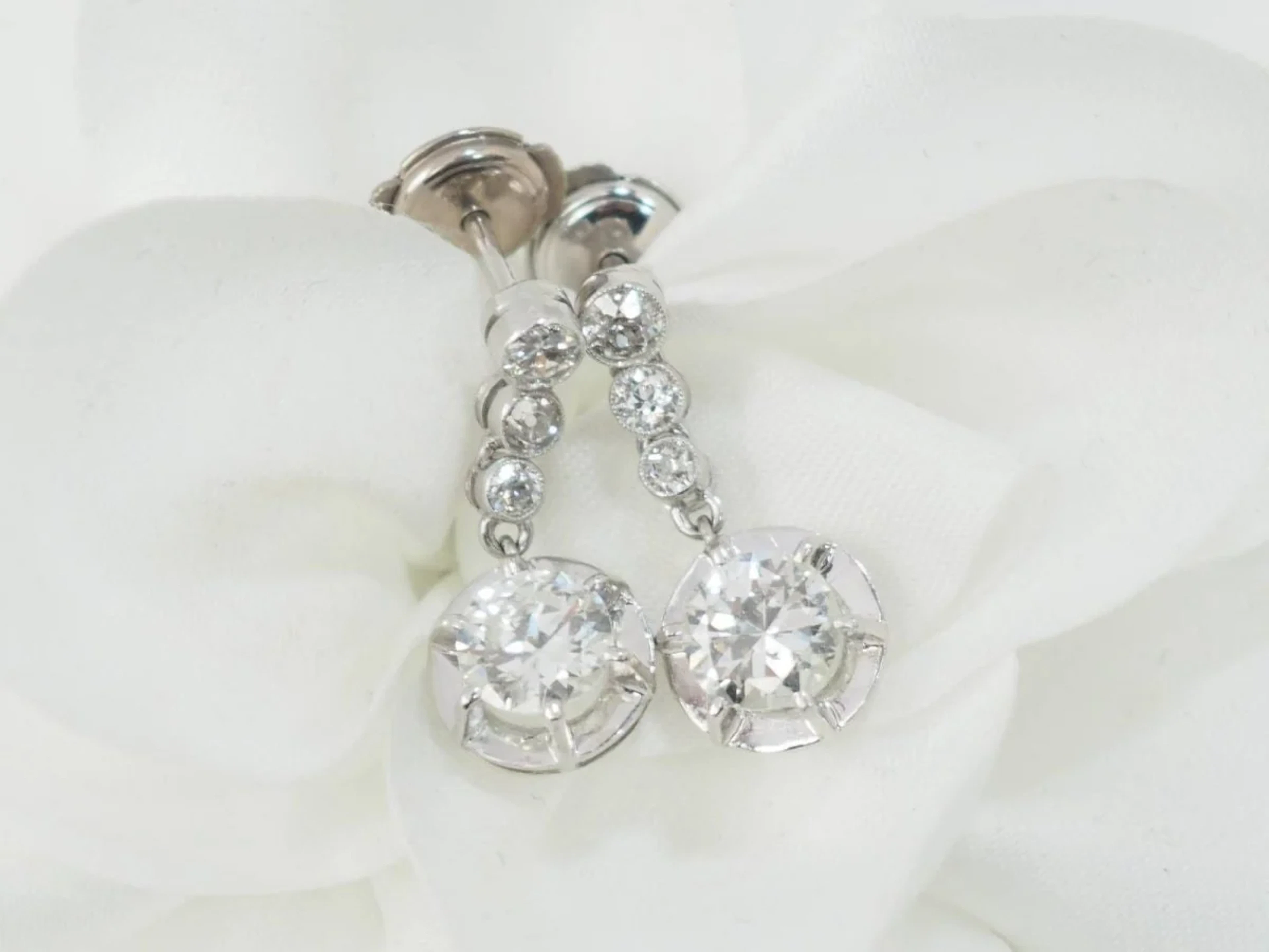 White Gold and Diamond Dangle Earrings