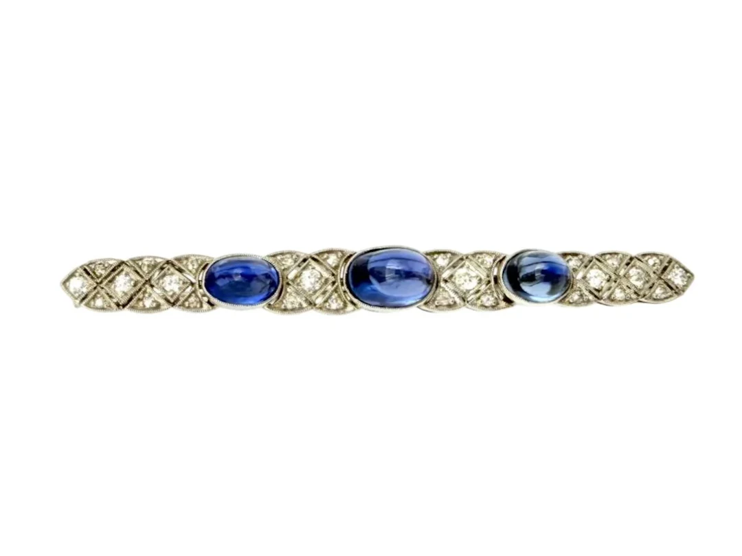 Platinum Brooch with Sapphires and Diamonds