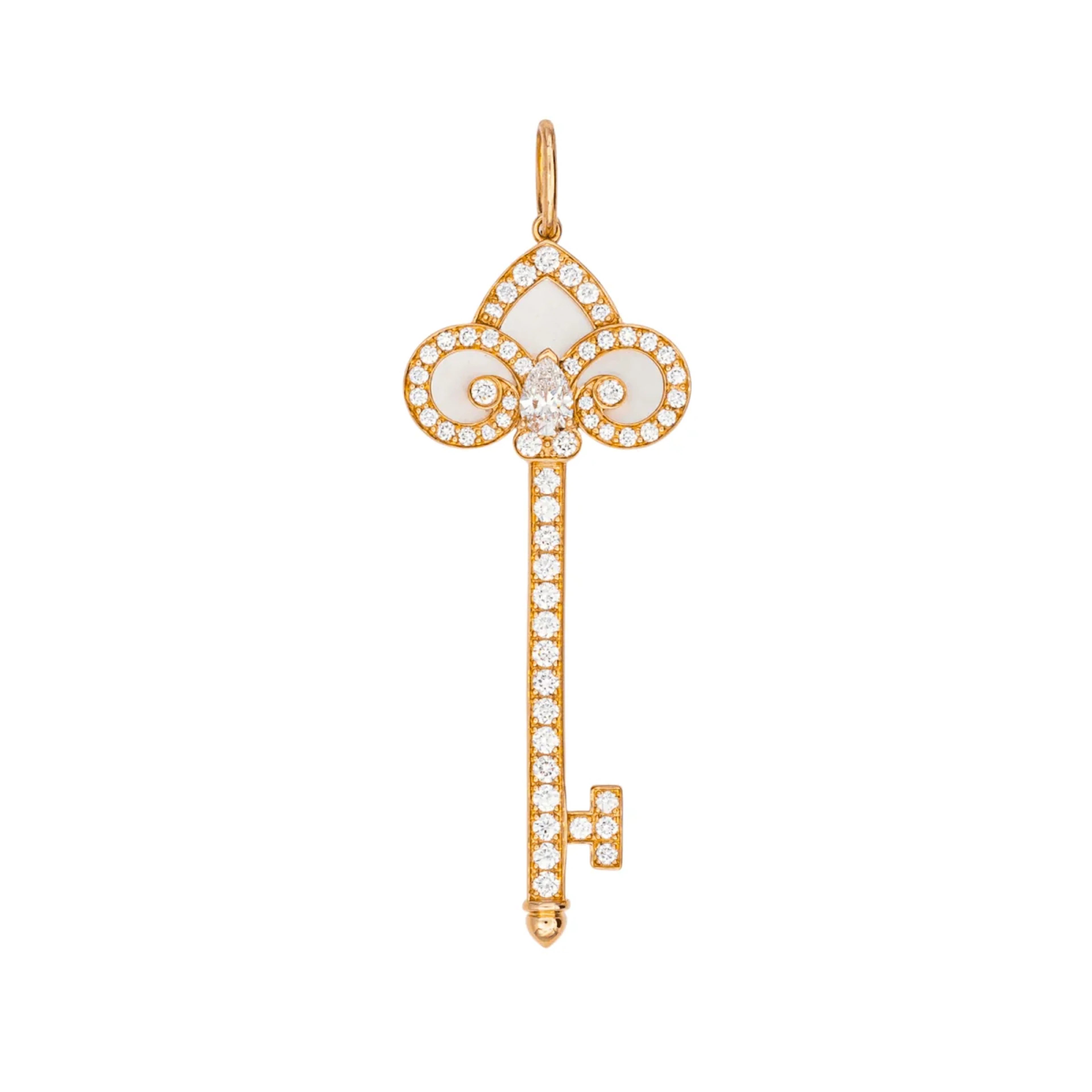 TIFFANY & CO "Fleur-de-Lys Key" pendant in rose gold, mother-of-pearl
