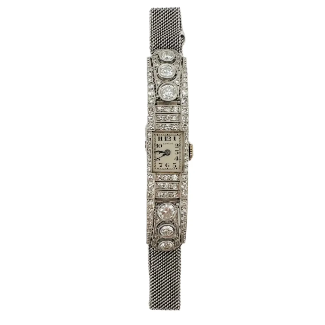 Art Deco watch in white gold and diamonds