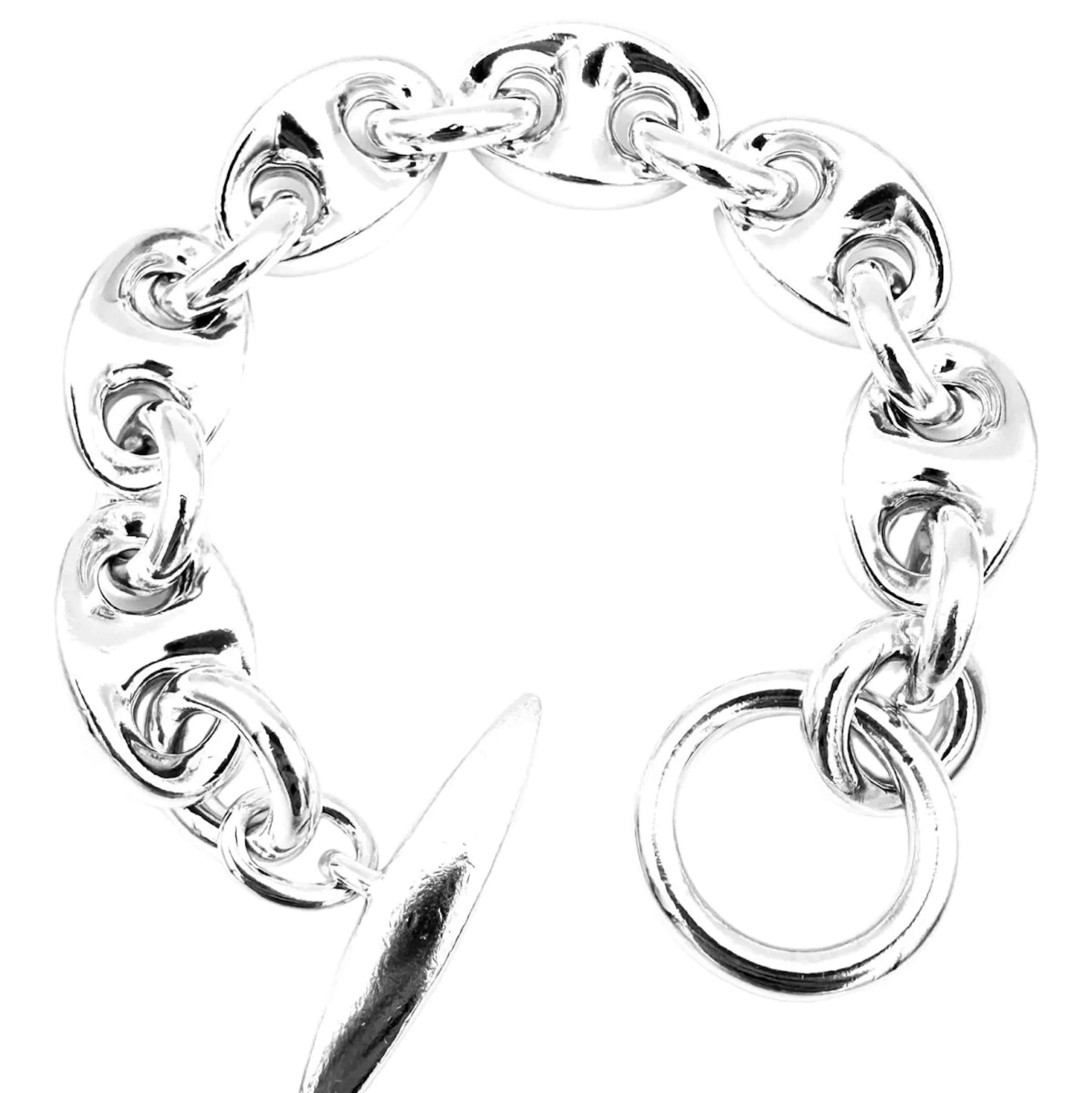 HERMÈS "Neptune" GM Silver Link Bracelet