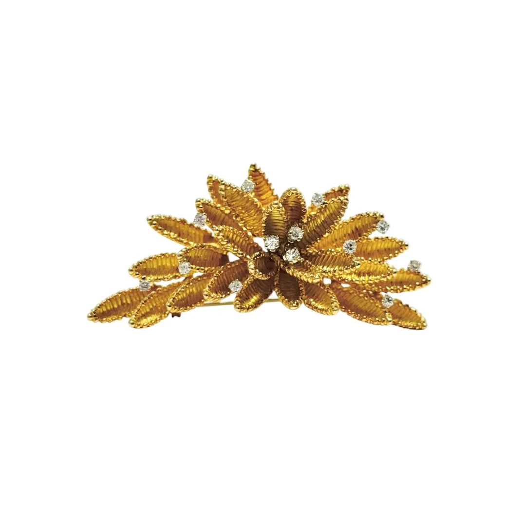 EDOUARD RICHARS barrette brooch in yellow gold and diamonds