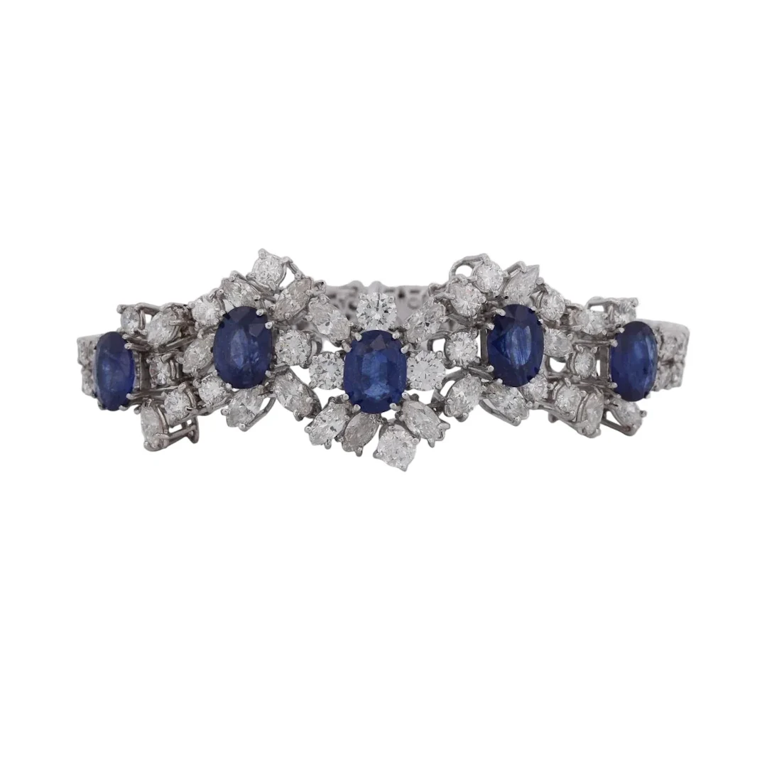 White gold bracelet with sapphires and diamonds