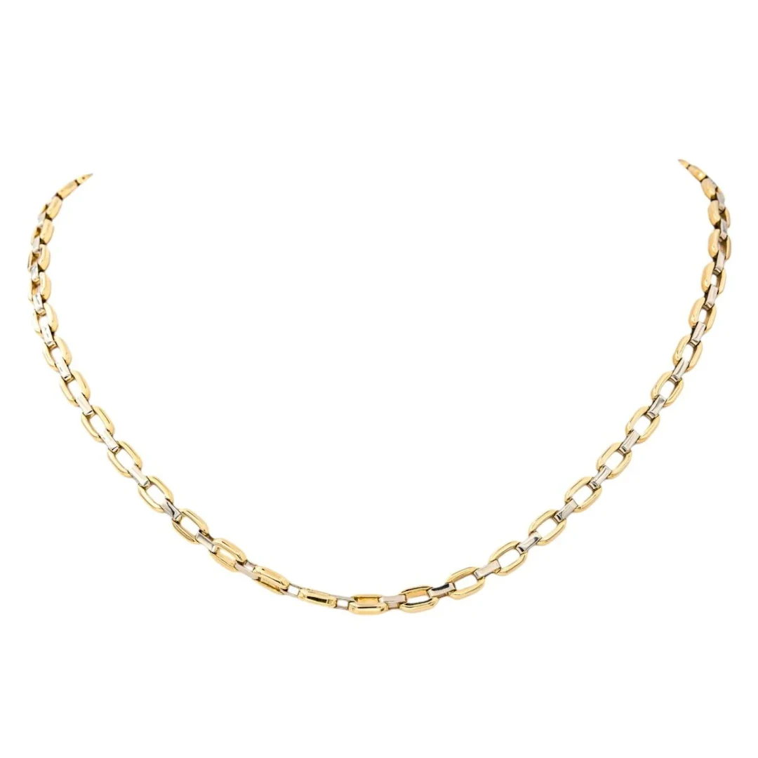 Yellow and white gold chain necklace