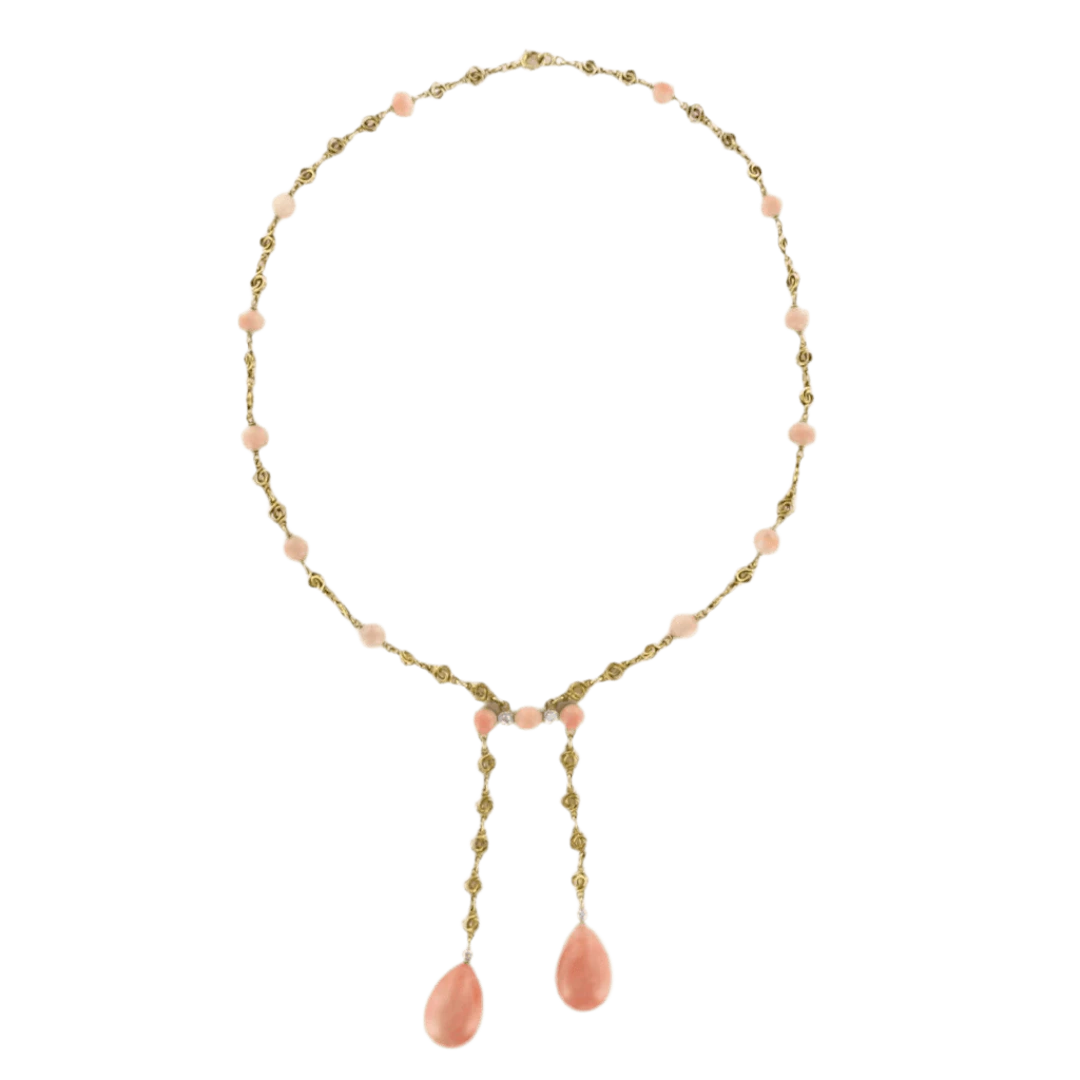Necklace Neglected yellow gold and coral
