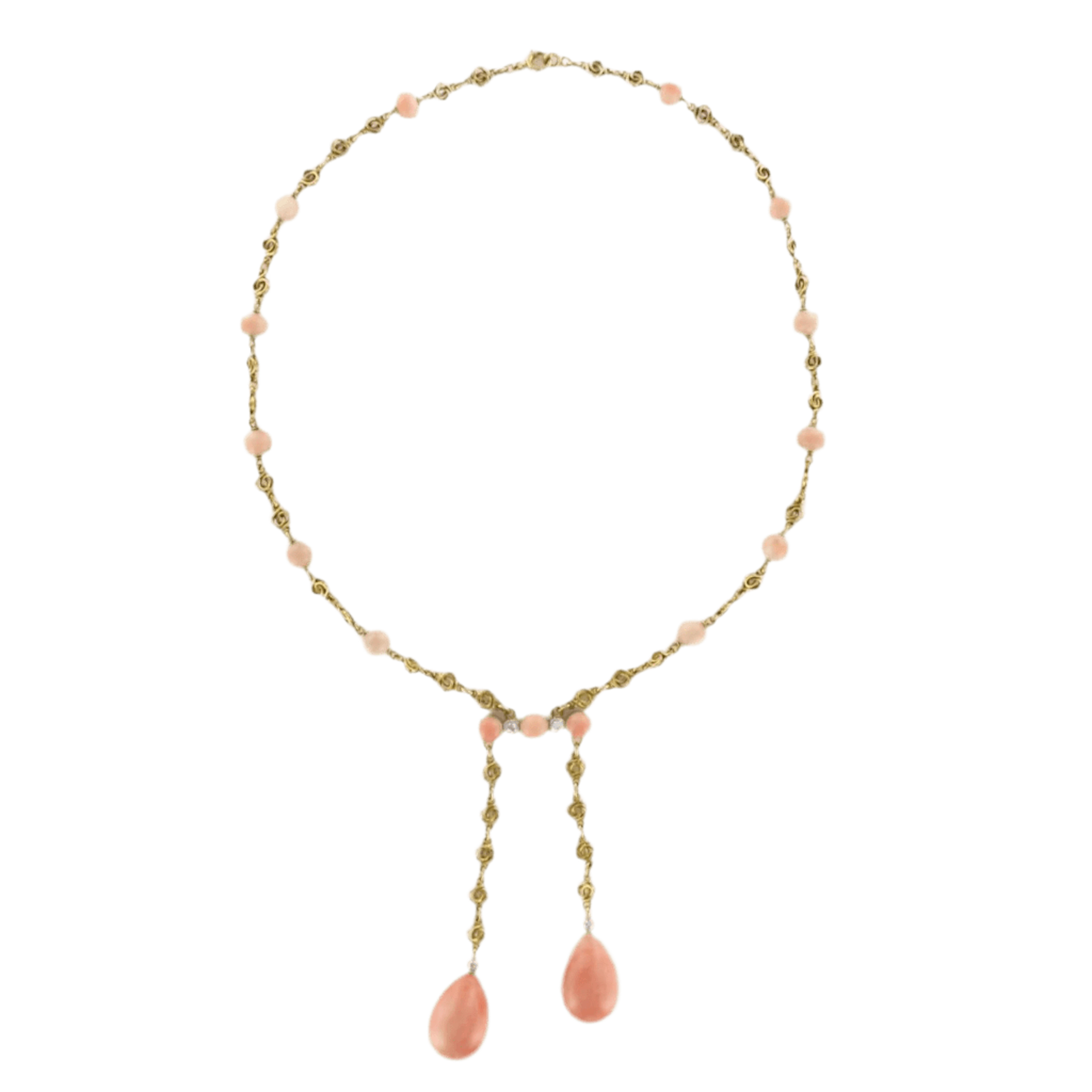 Necklace Neglected yellow gold and coral
