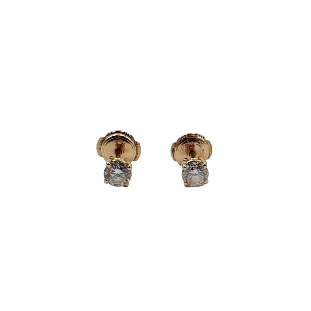 Yellow gold and Diamond Earrings Puces