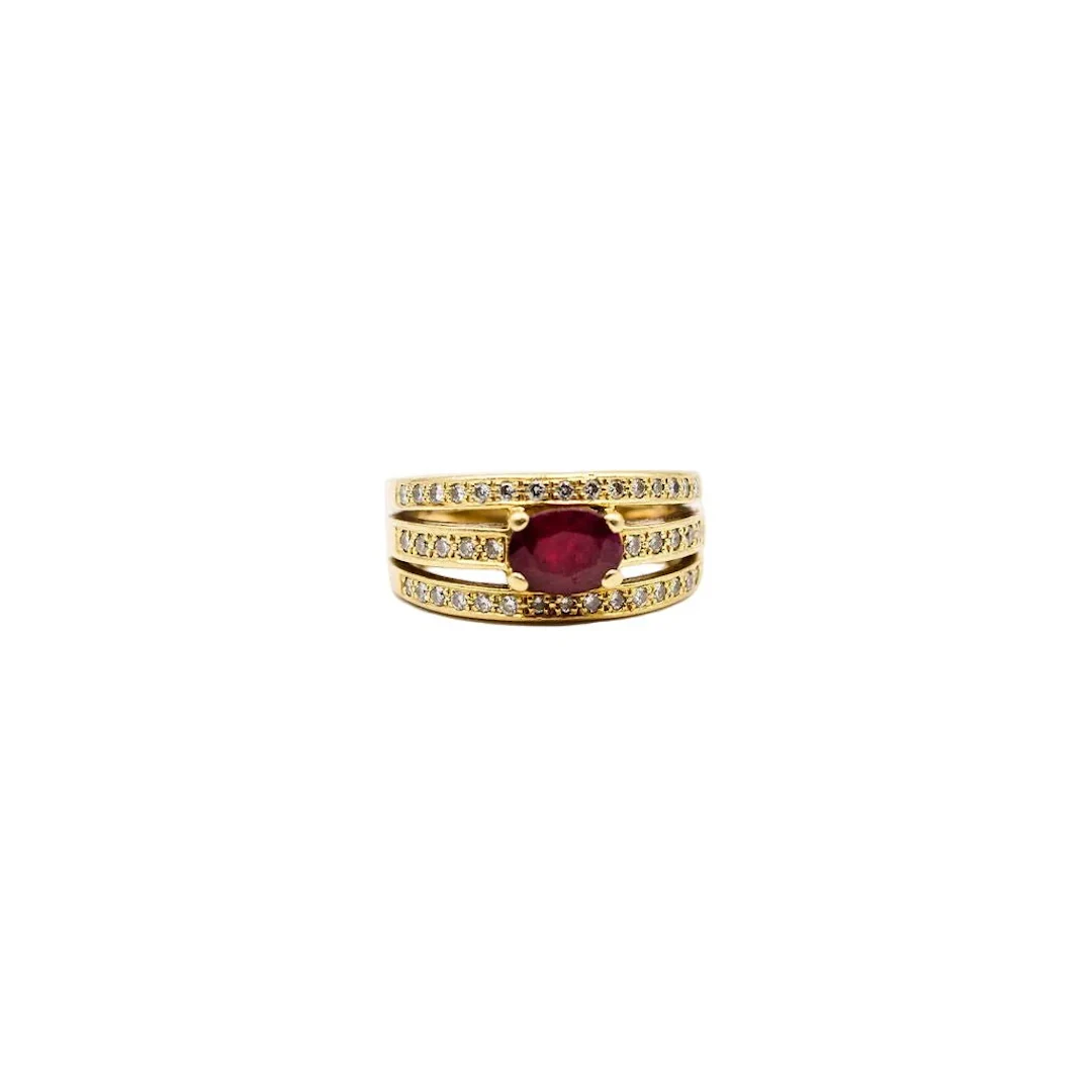 Yellow gold, Ruby and Diamond Bangle Ring