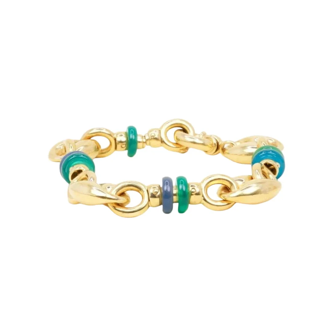 Yellow Gold and Agate Link Bracelet