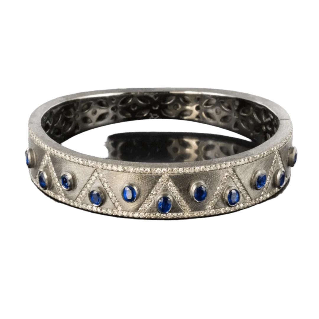 Bracelet Rush in silver, cyanites and diamonds