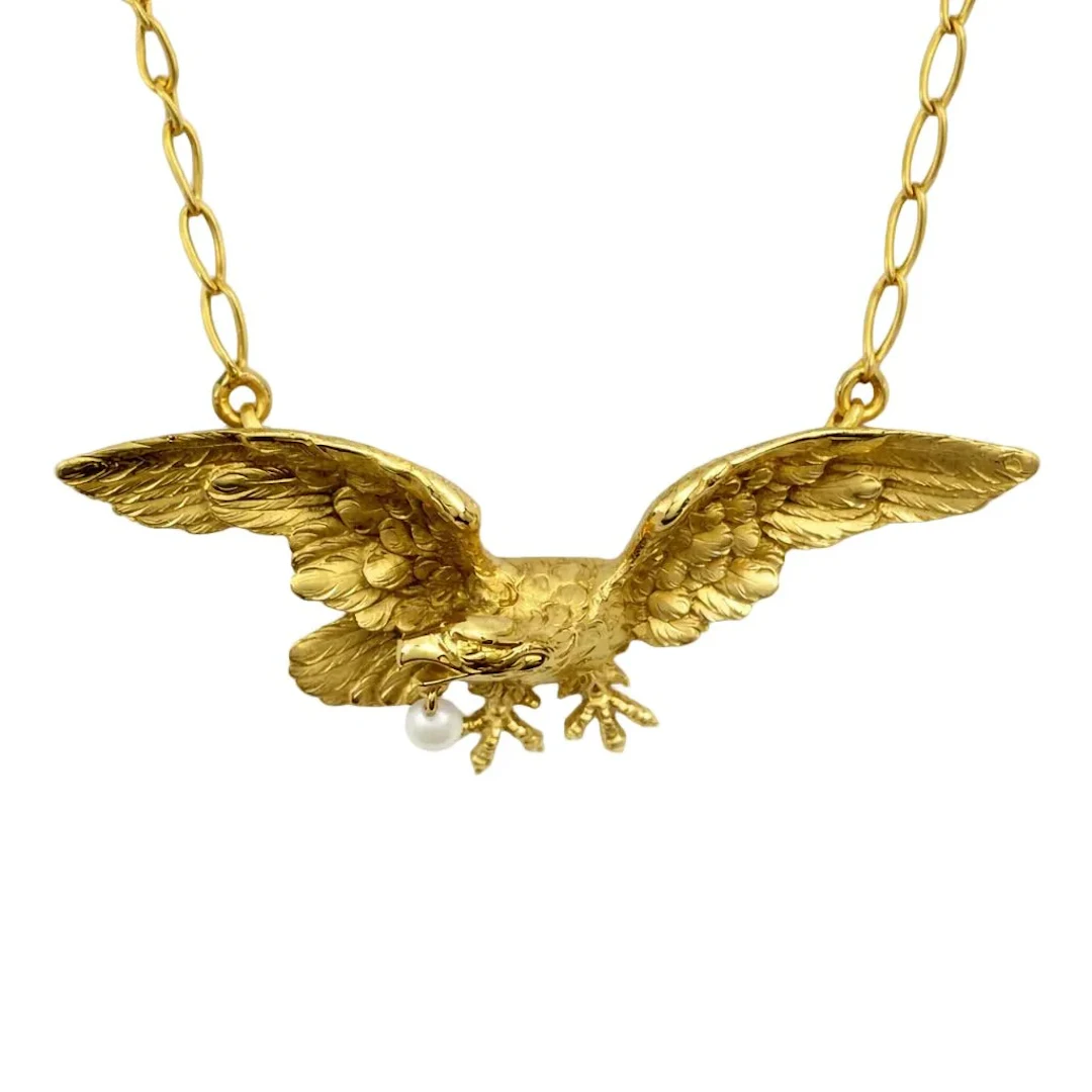 Yellow Gold and Pearl Pendant Necklace