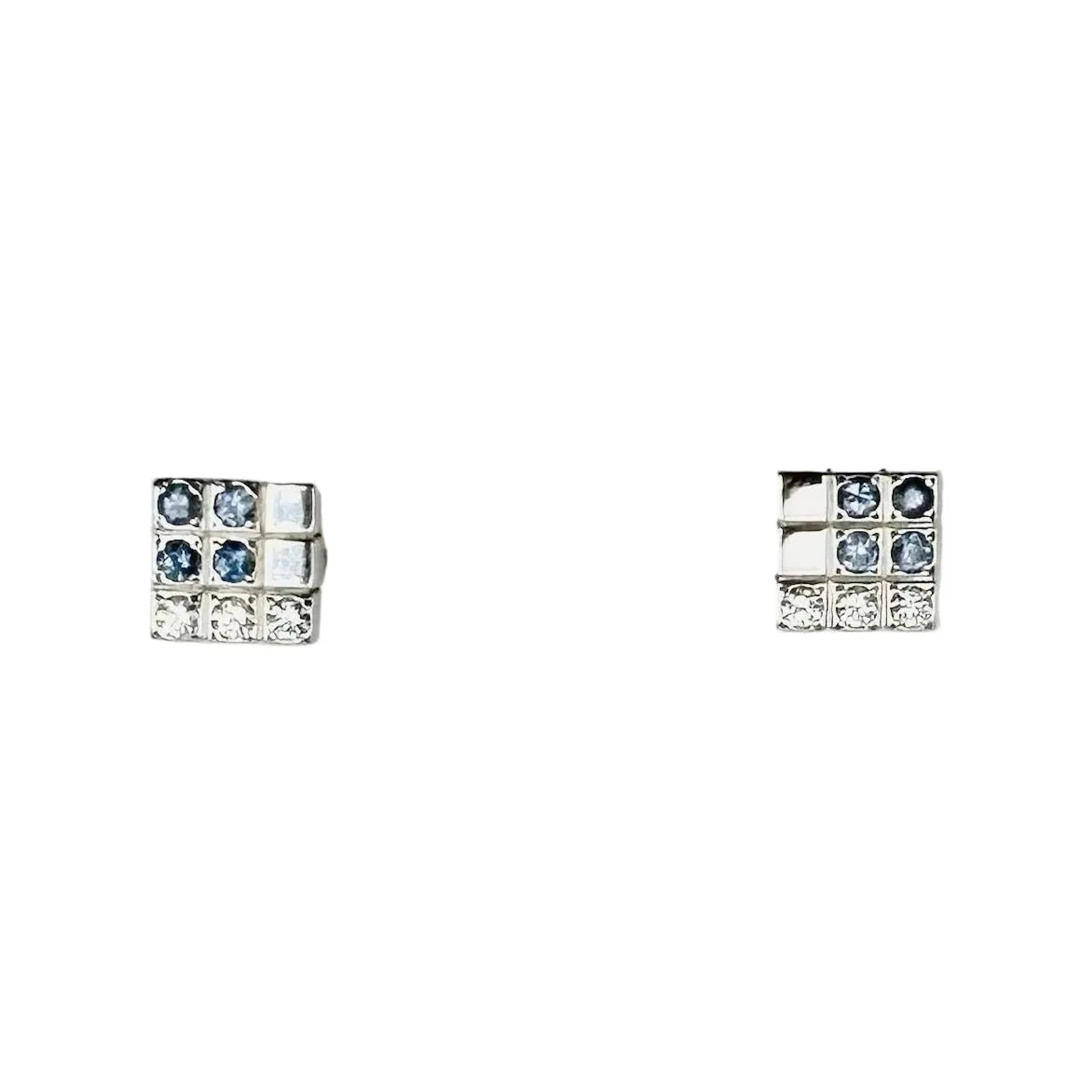 CARTIER "Paillettes" Stud Earrings in White Gold, Sapphires and Diamonds