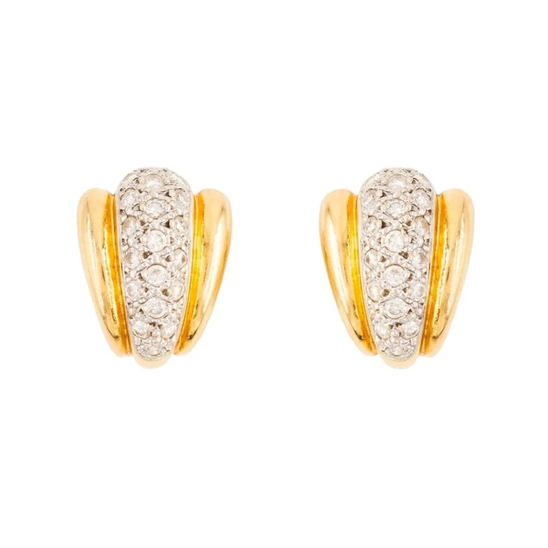 Earrings in white gold, yellow gold, and diamonds