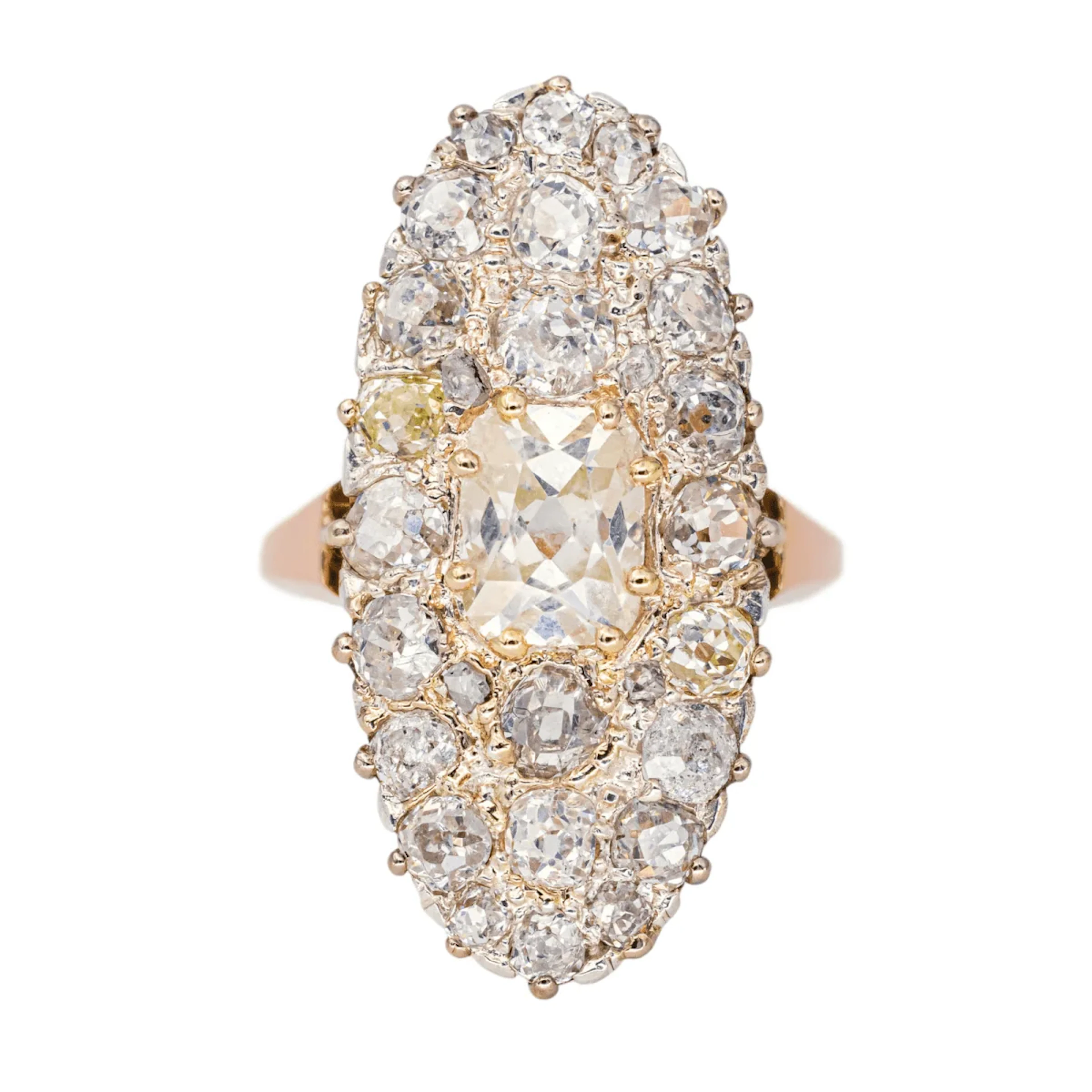 Marquise ring in pink gold and diamonds