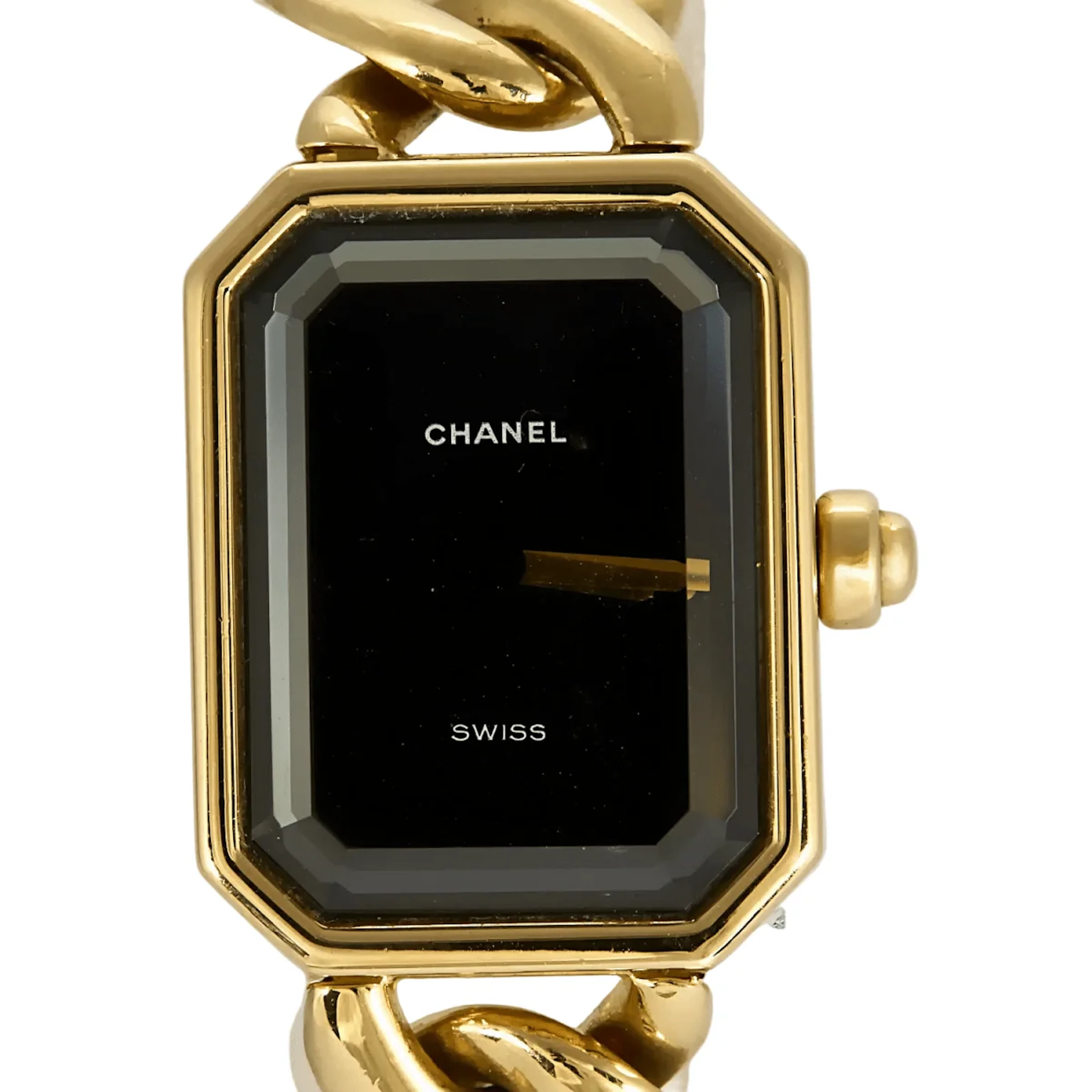Montre CHANEL "Première" en or jaune, acier, onyx, laqué et quartz