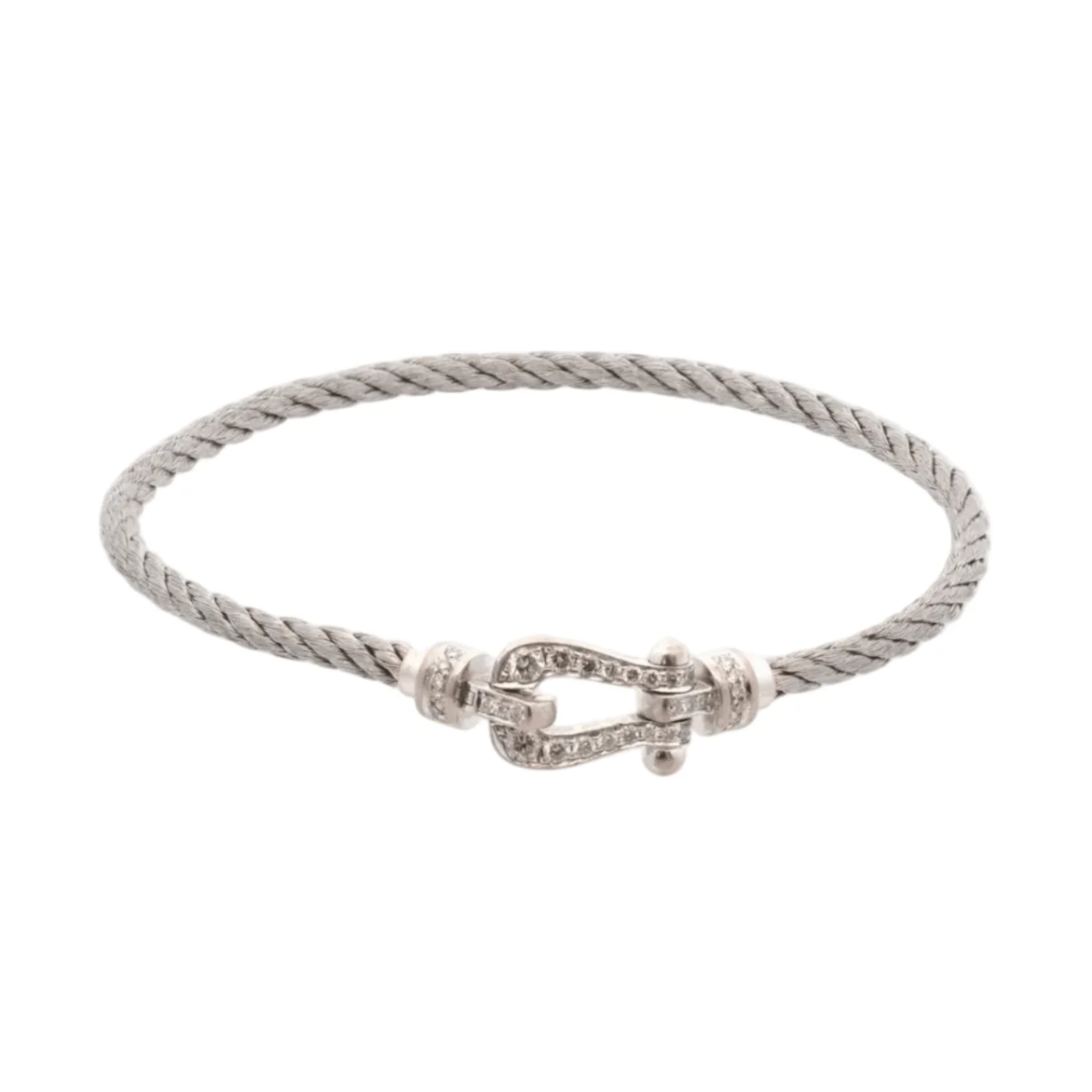 FRED "Force 10" MM Bracelet in white gold, steel, and diamonds