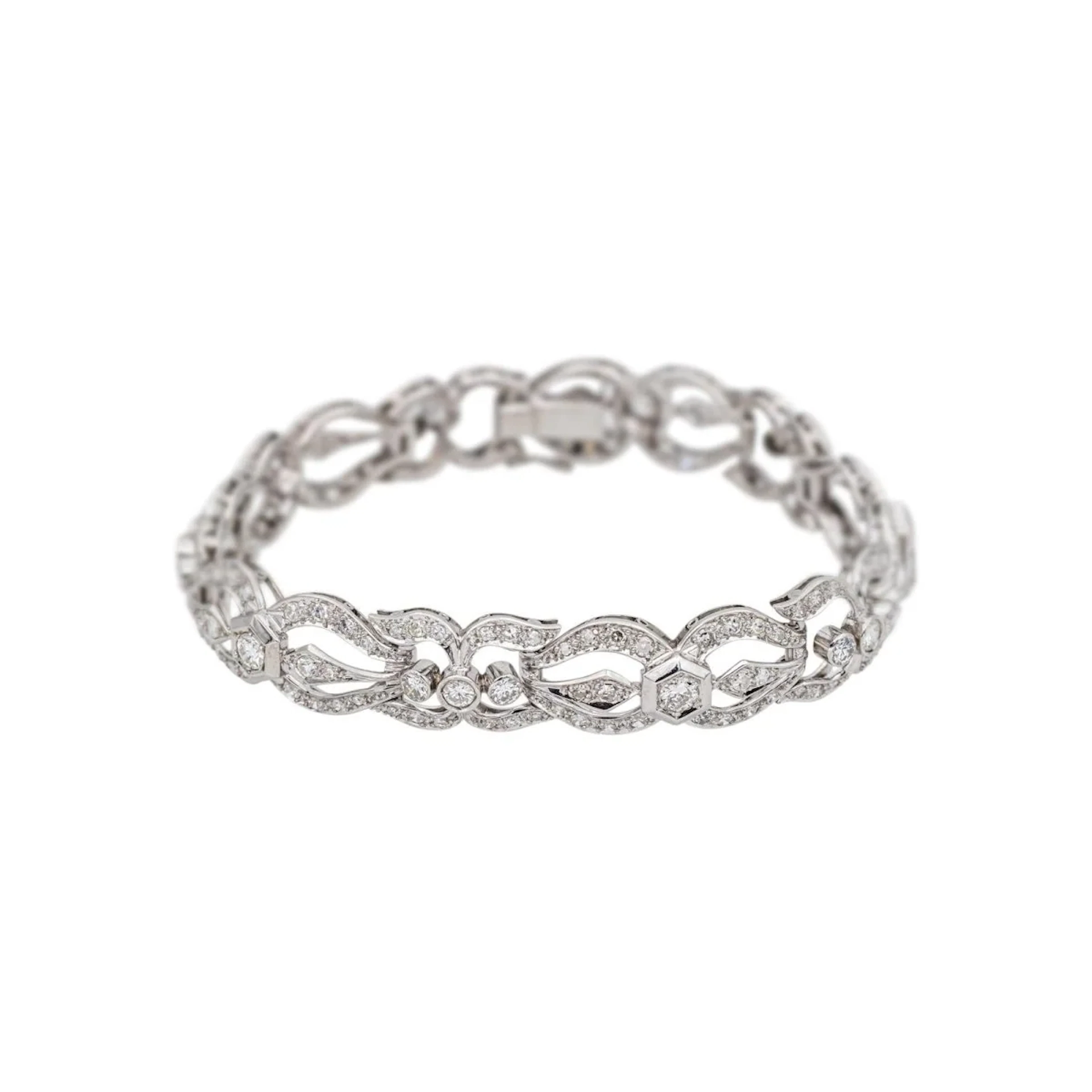 Bracelet Maille en or blanc, platine et diamants