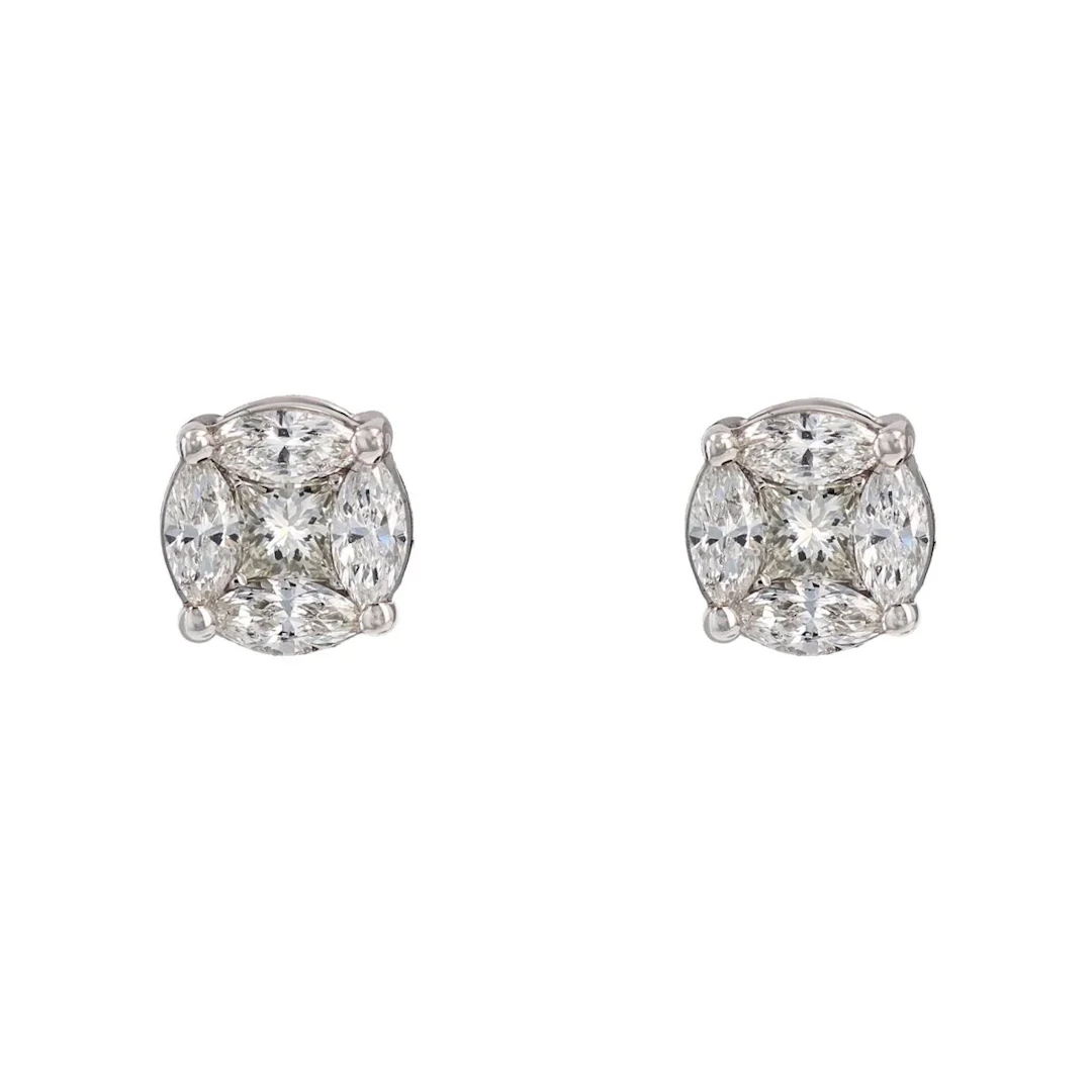 Boucles d'oreilles Puces en or blanc et diamants