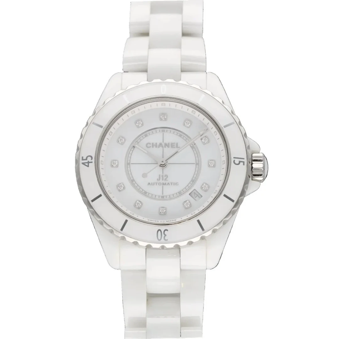 Montre CHANEL "J12" en céramique et diamants