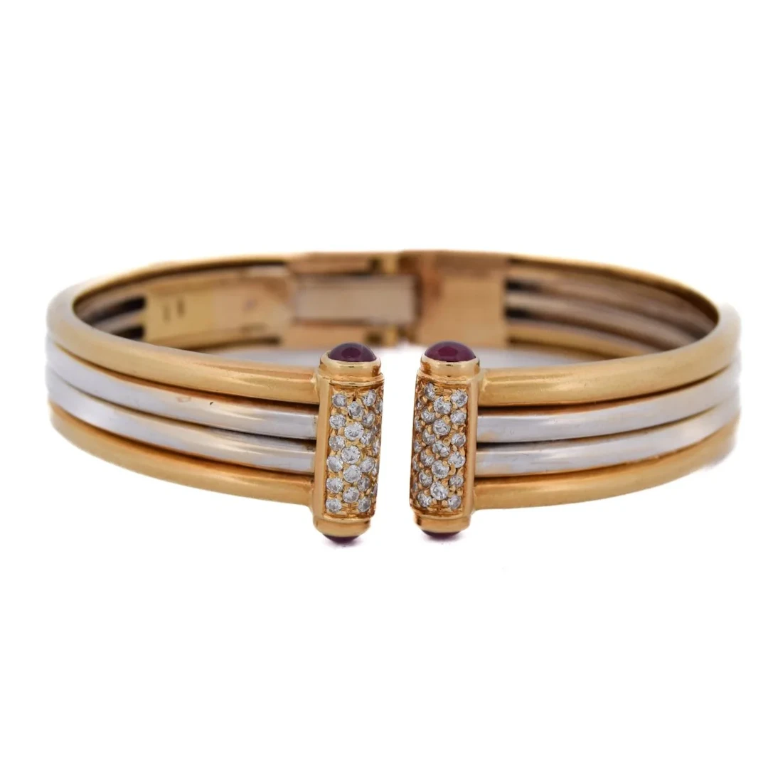 Bracelet Jonc PIAGET en or jaune, rubis et diamants